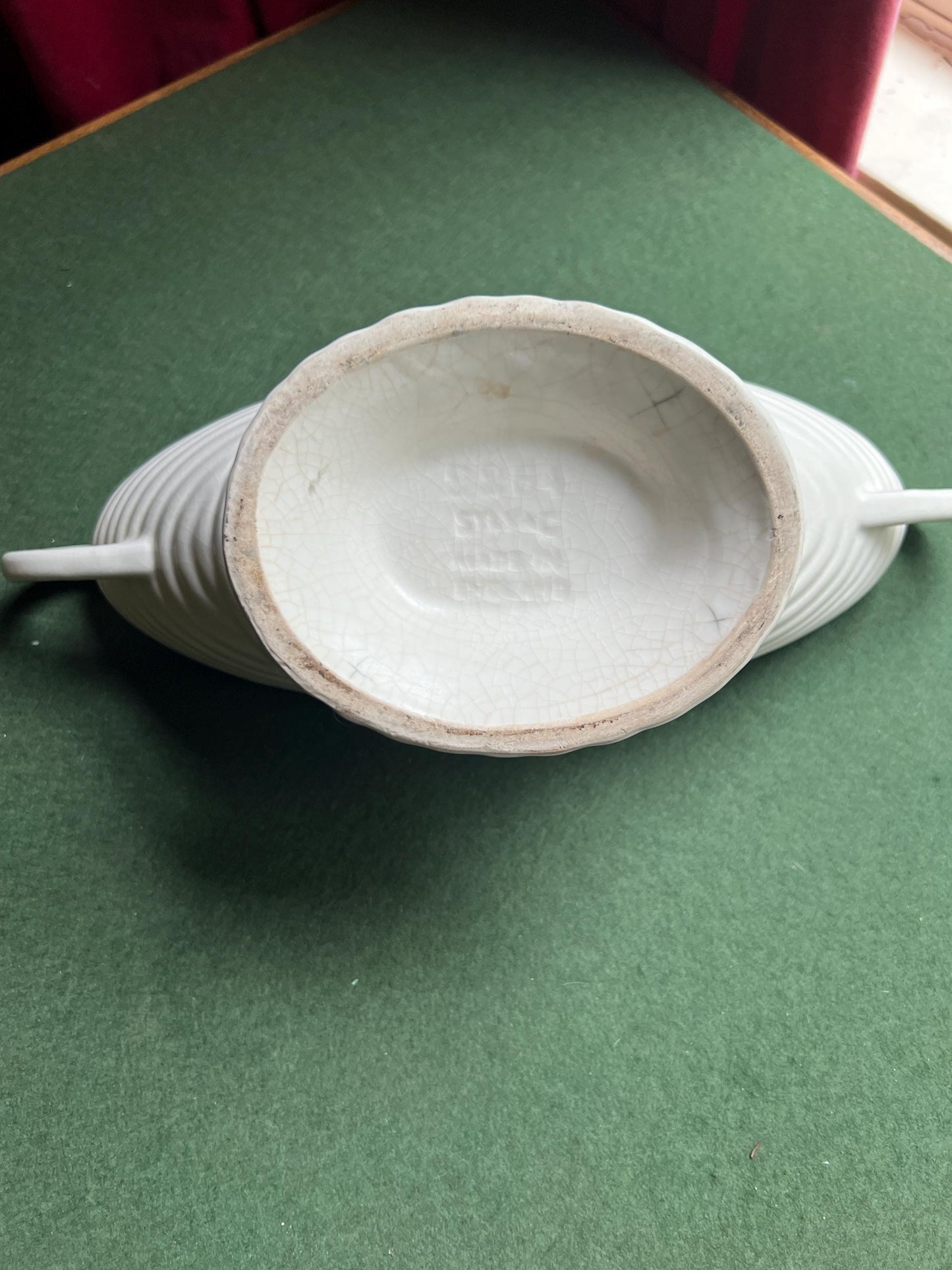 1950s Sylvac Rope mantle vase . Soft white glazed Stamped 2280 Made in England.