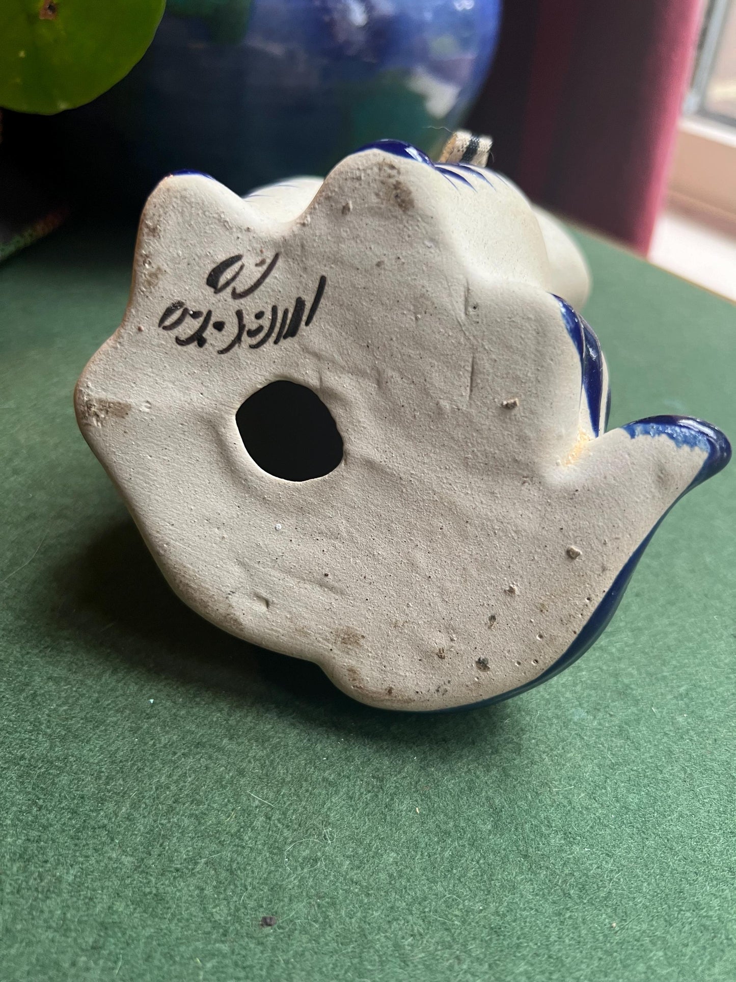Mexican Tonala cat figurine Marked Mexico.