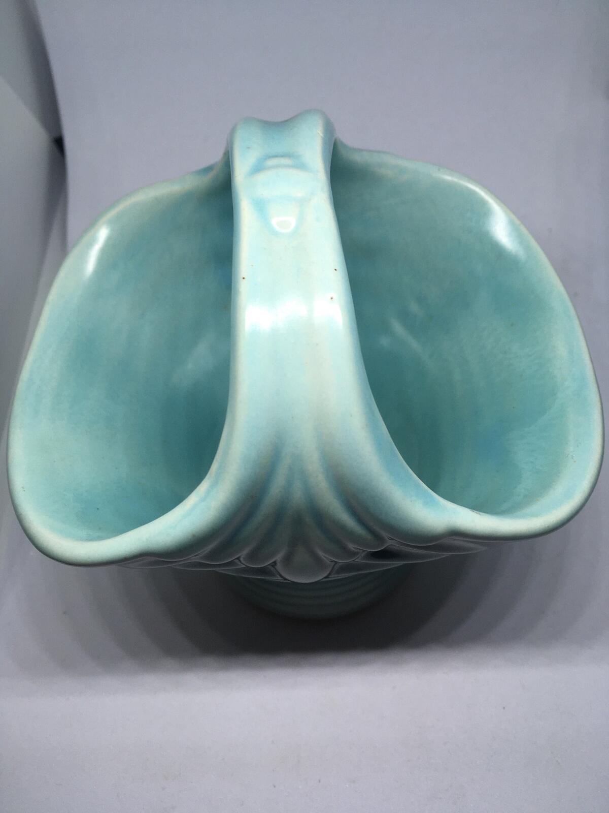 Vintage Govancroft Posy vase handled basket. Beautiful turquoise glaze bud vase.