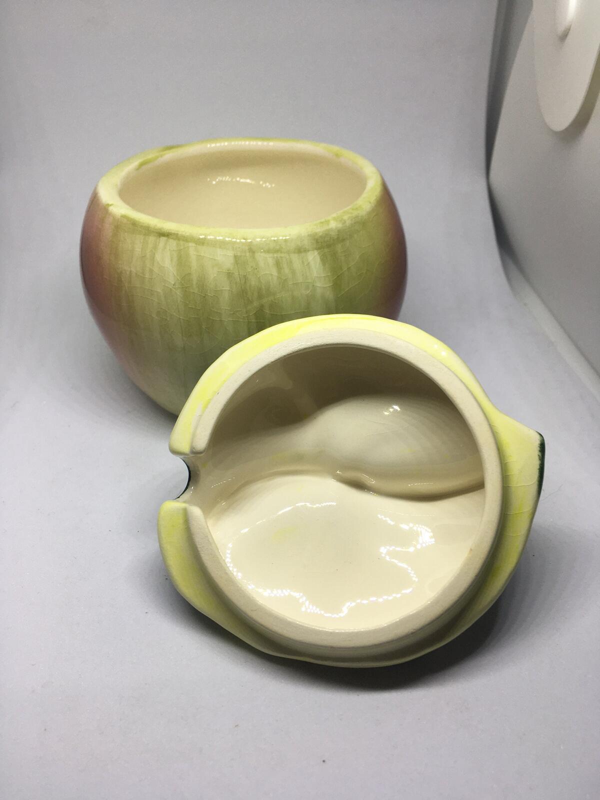 Vintage Apple Sauce lidded Pot Ceramic Jar. Toni Raymond Pottery.