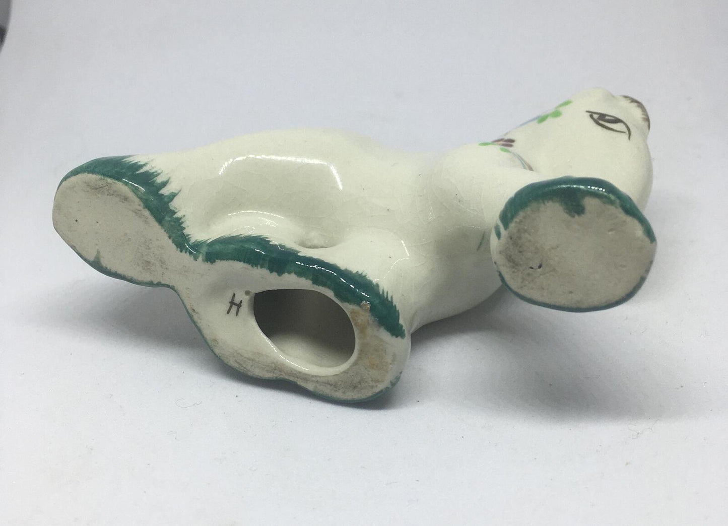 Folk art ceramic pony. Quirky hand-painted prancing ceramic pony.