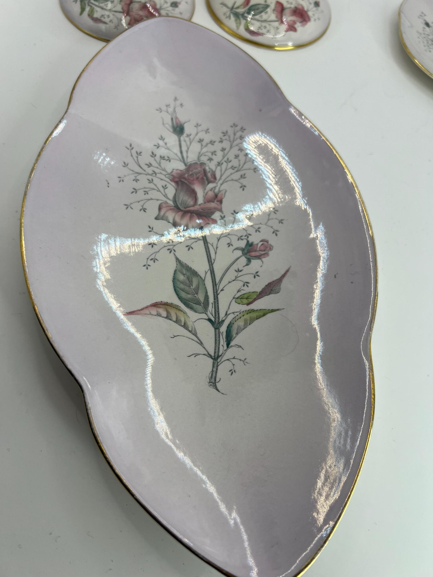 Carlton ware dressing table set Art Deco Lilac ceramic floral decor