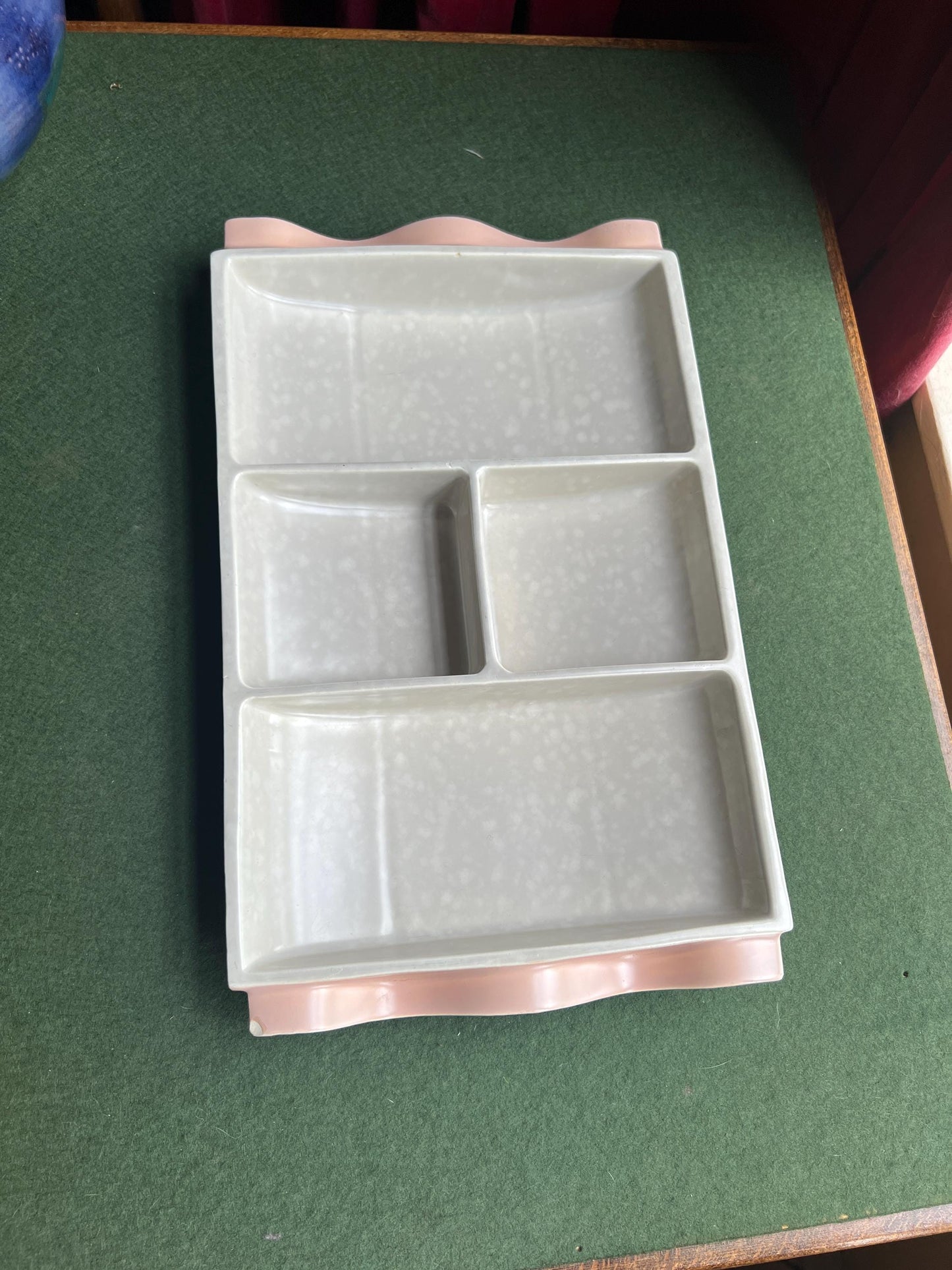 Poole Pottery Twintone Peach Bloom and Seagull Rectangular Hors D'oeuvres Tray.