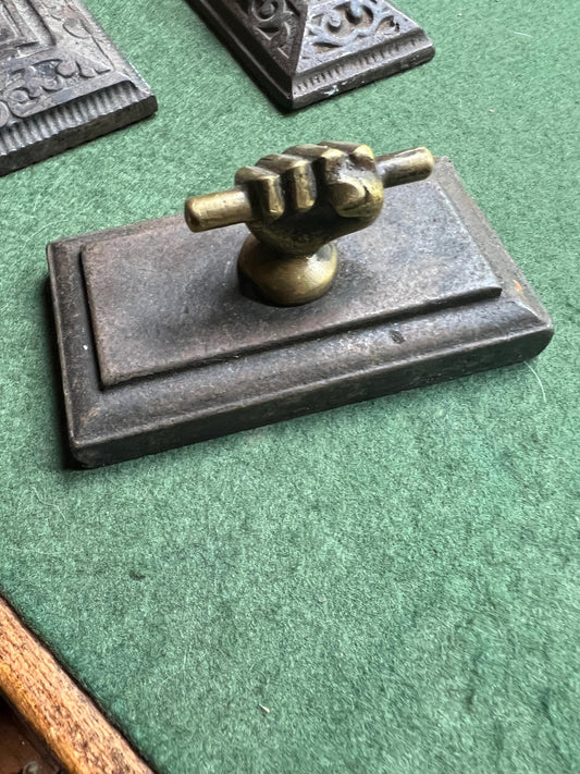 Antique Victorian cast iron and bronze paperweight.