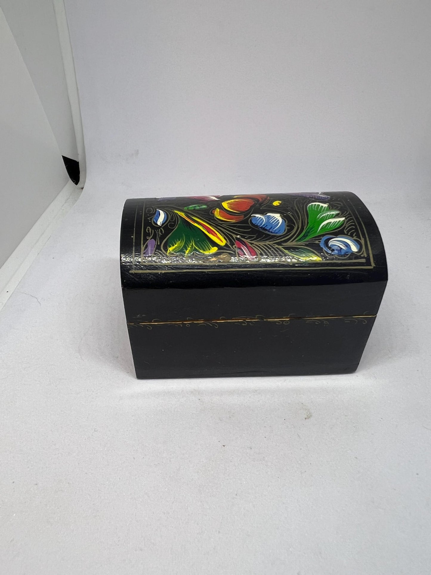 Wooden treasure box Hand painted Folk art wooden trinket box.