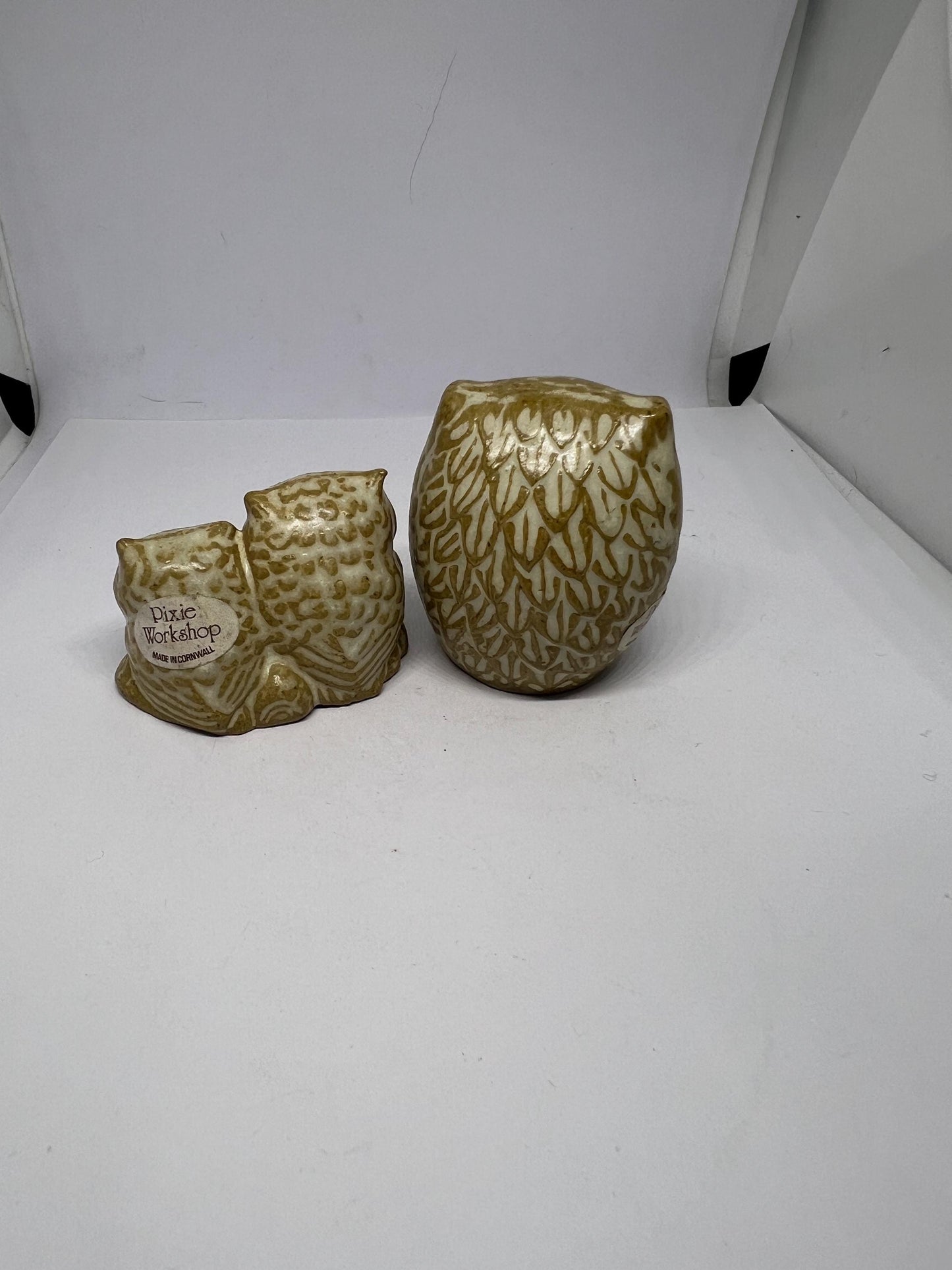 Cute pottery Owl family. Mum and 2 owlets.  Pixie Workshop Made in Cornwall.