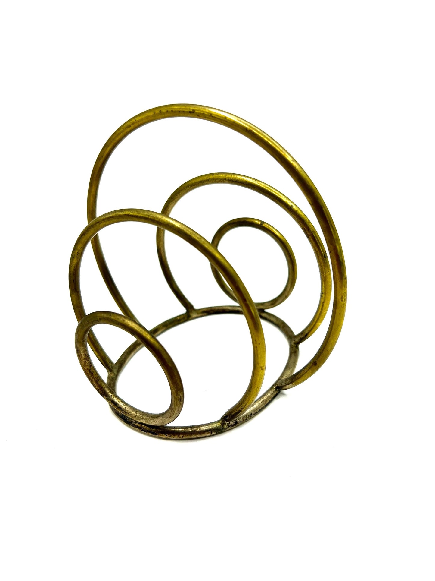Unusual brass letter holder. Circular design vintage brass napkin holder toast rack.