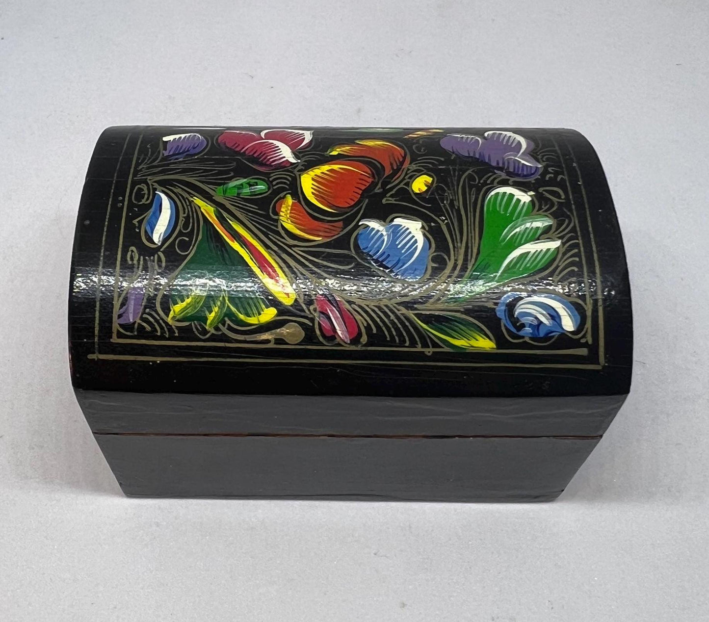 Wooden treasure box Hand painted Folk art wooden trinket box.