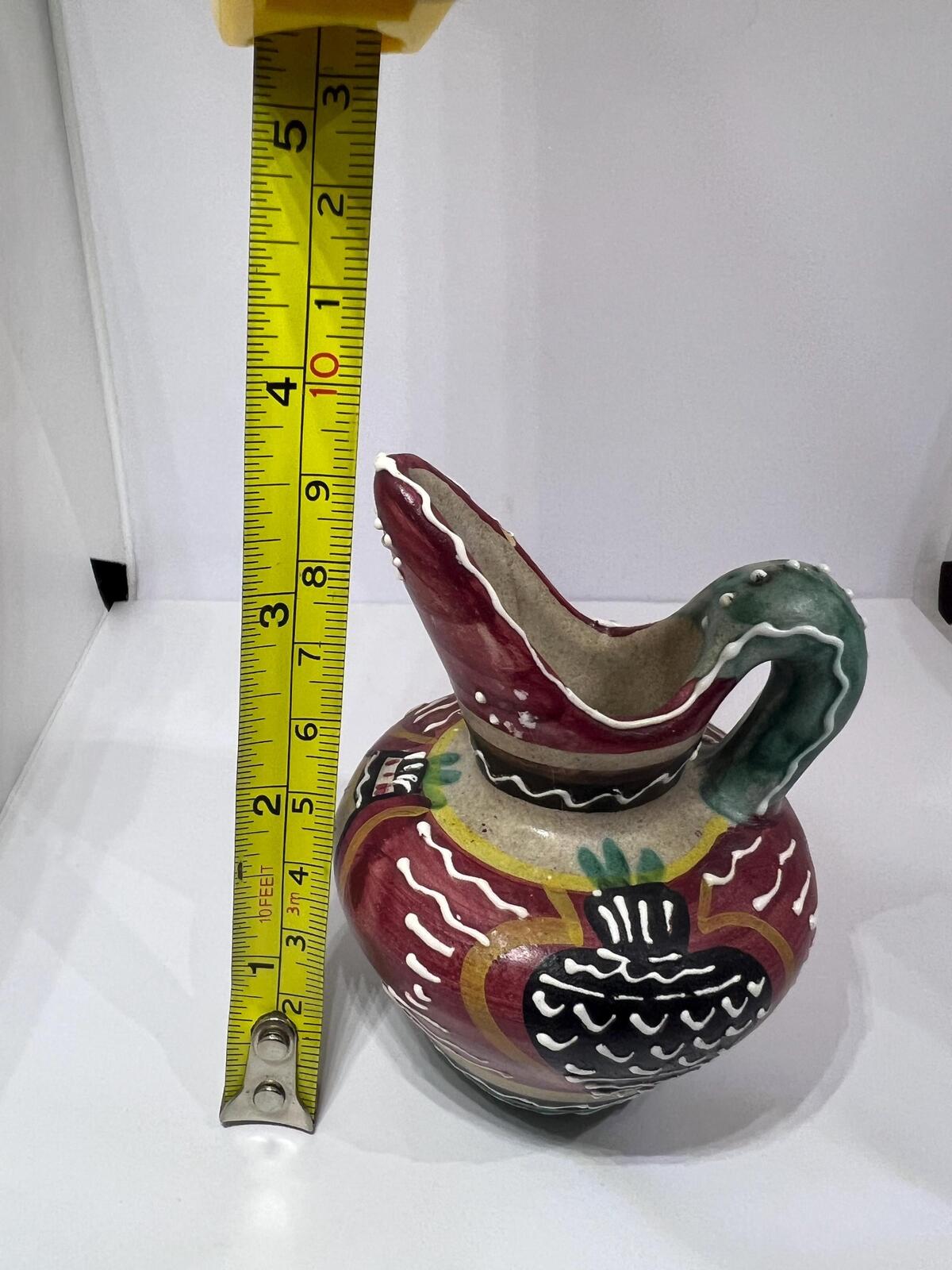 Miniature Italian pitcher. Vibrant Italy folk art decorative mini jug.