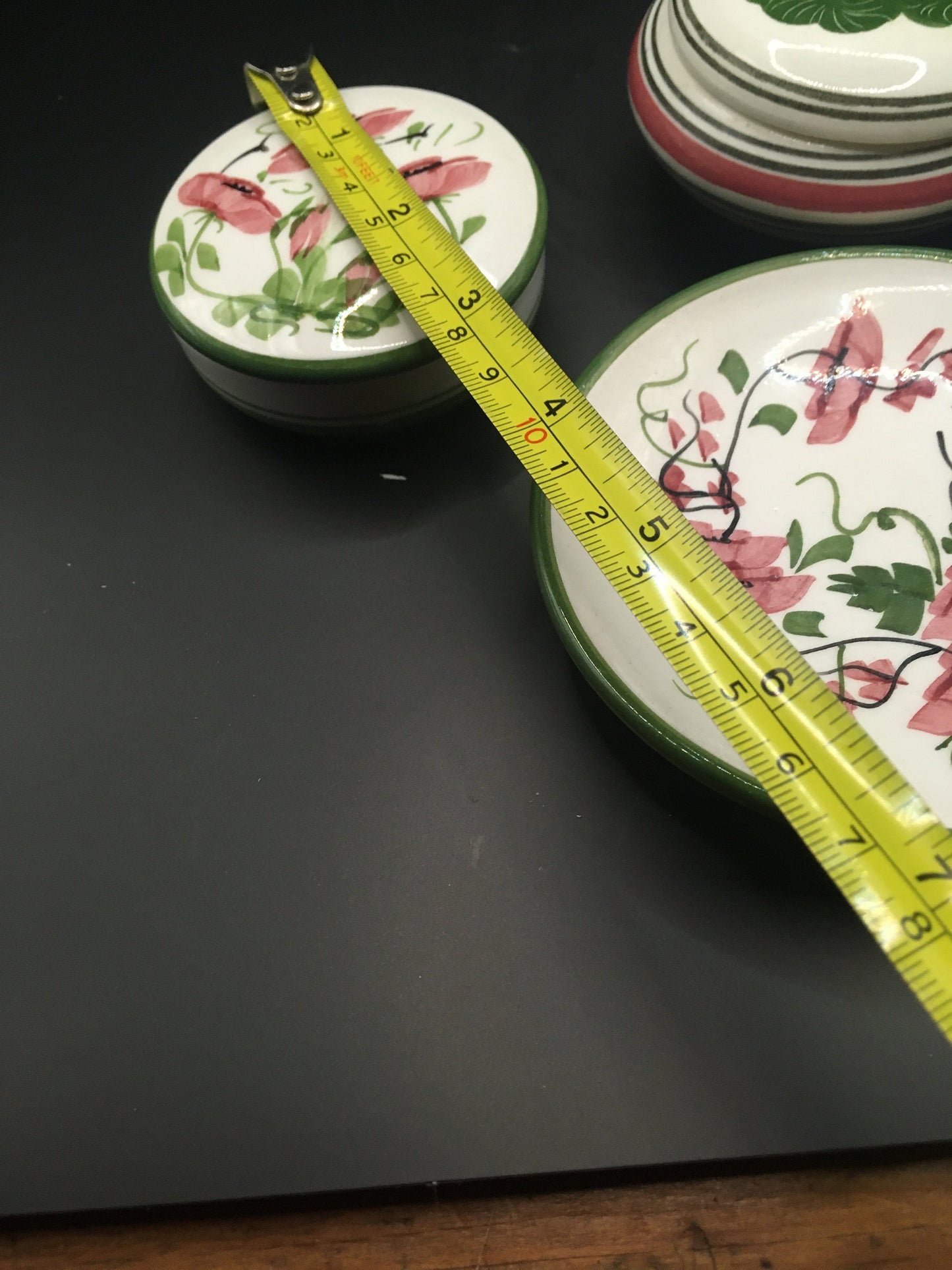 Pink Floral trinket boxes dish. Handmade and painted in Cyprus.