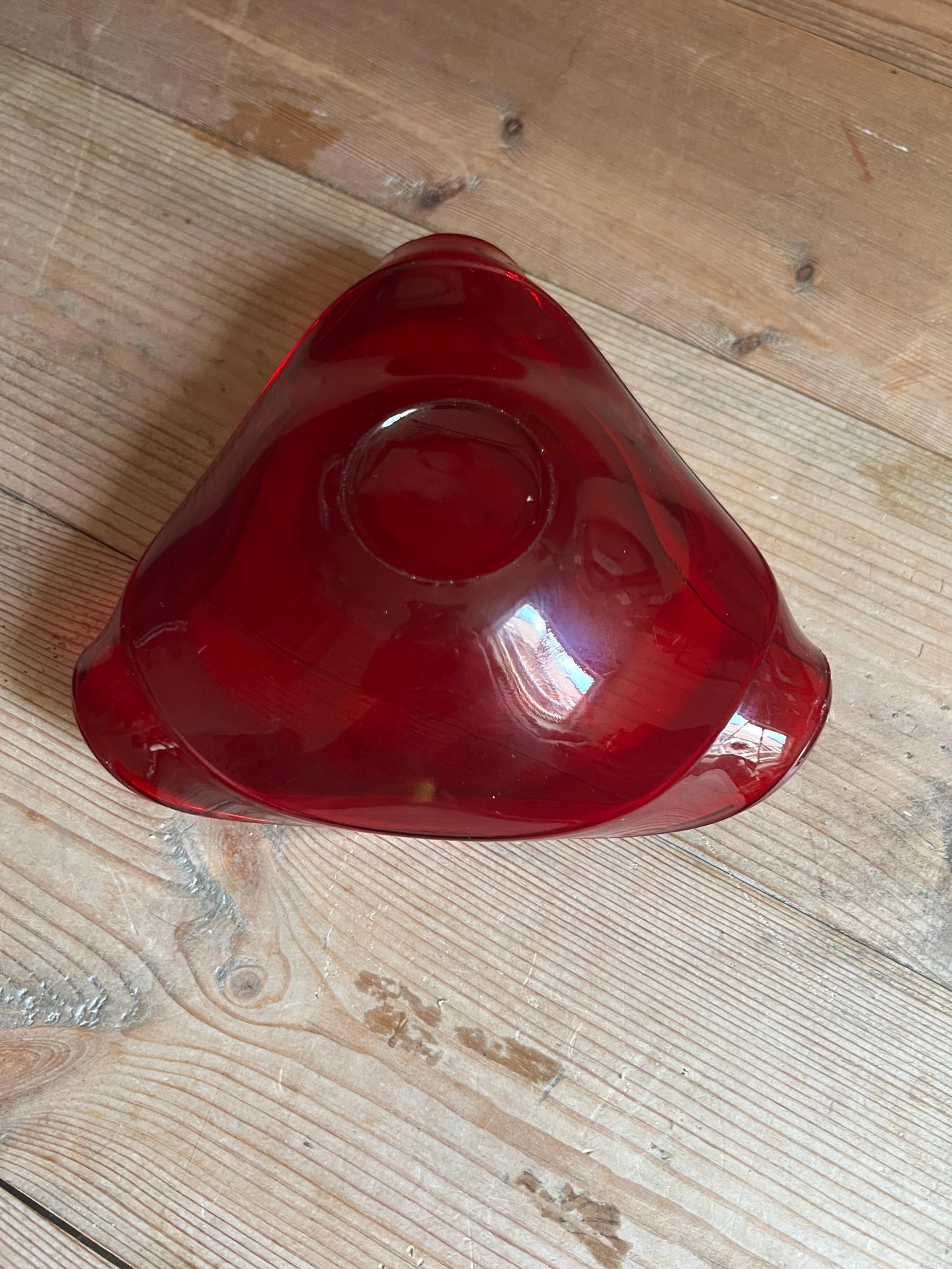Vintage glass ashtray Red glass UV reactive bonbon trinket dish.