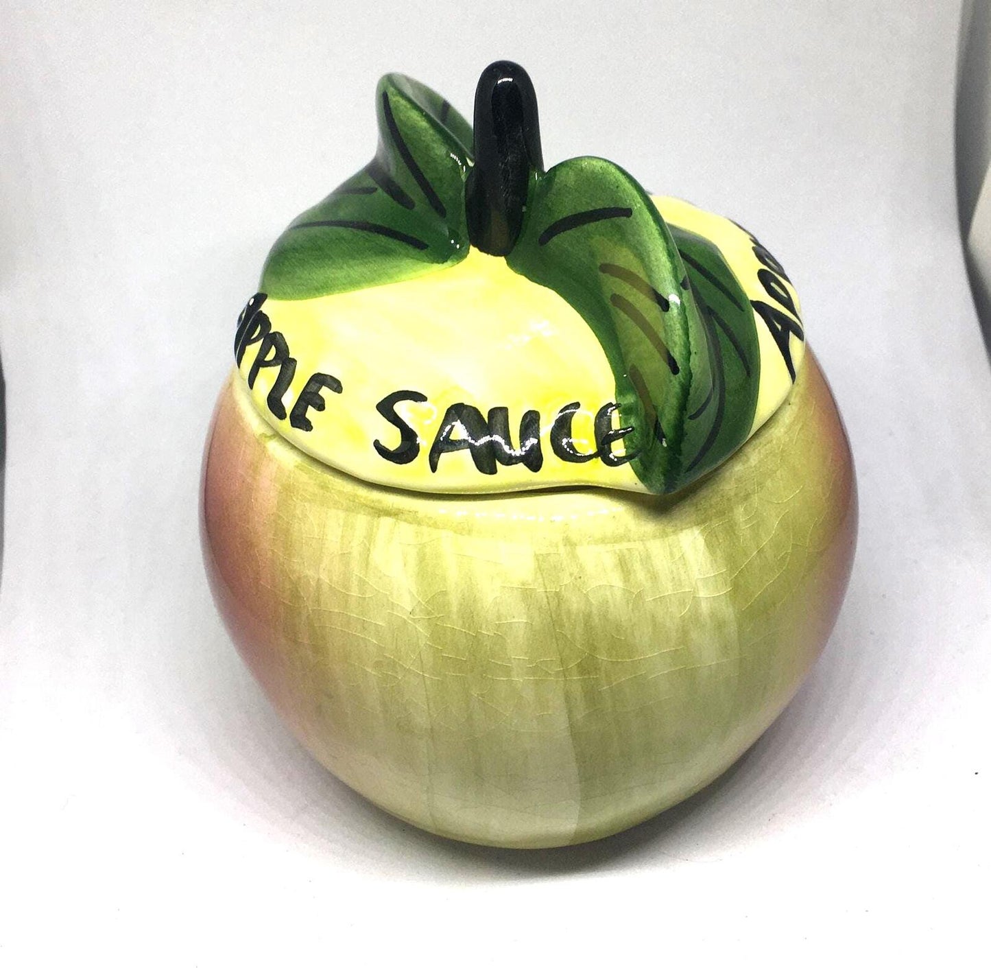 Vintage Apple Sauce lidded Pot Ceramic Jar. Toni Raymond Pottery.