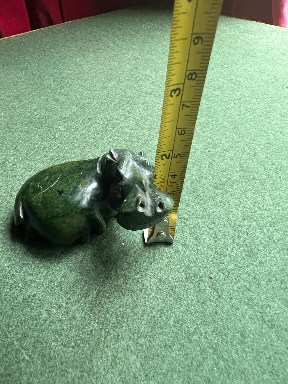 Vintage Verdite hippo sculpture. Hand carved Zimbabwean stone hippopotamus. Animal lover gift.