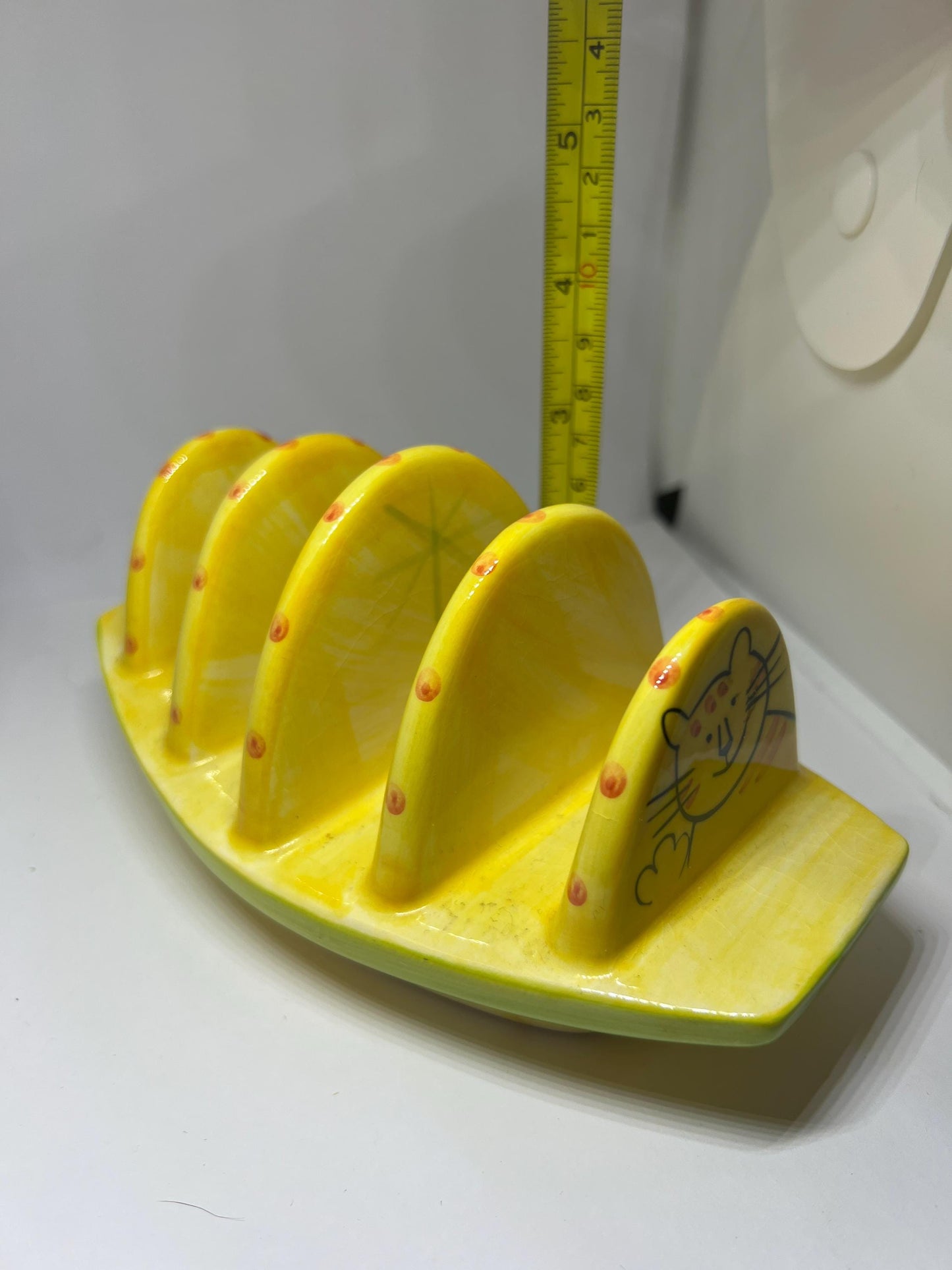Cat theme toast rack Vintage 4 slice yellow ceramic toast rack letter holder Hand painted Spotty Cheetah