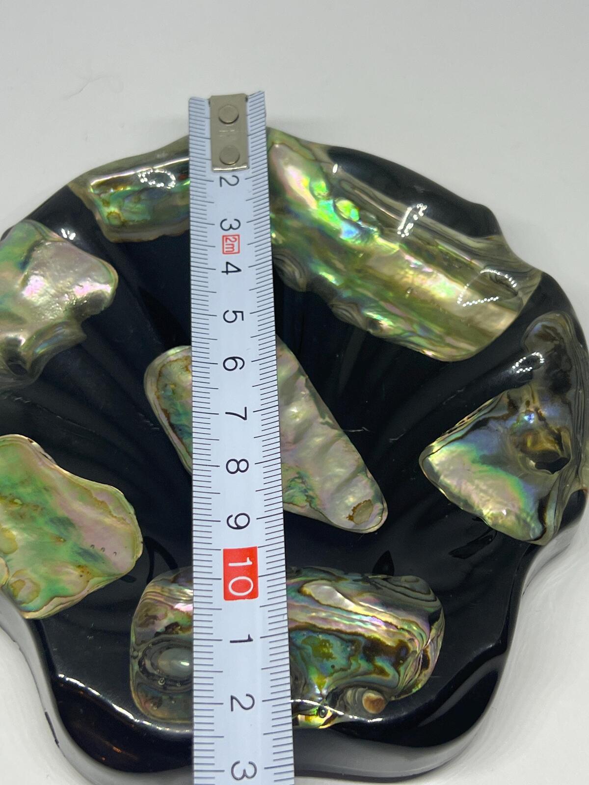 Vintage Abalone shell and Lucite soap dish. Marine Opal Original sticker.