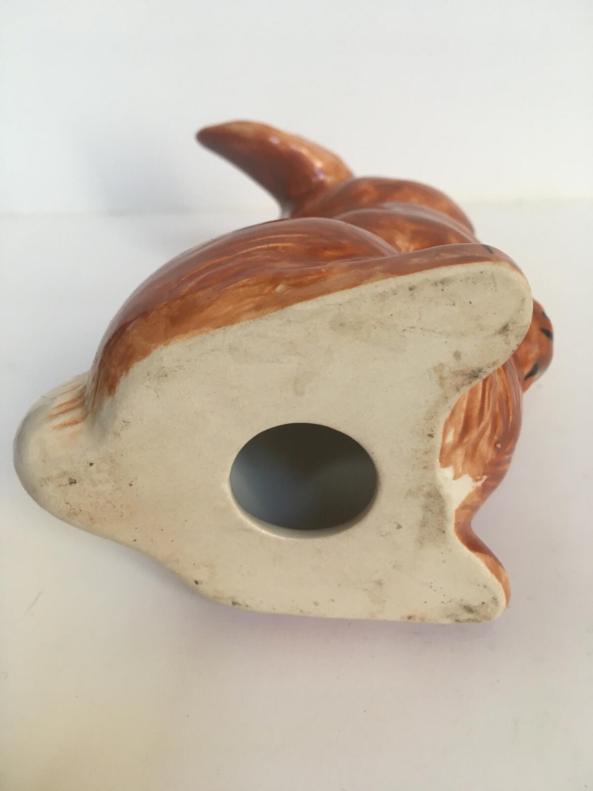 Vintage ceramic doe-eyed rabbit. Cute hand painted bunny figurine.