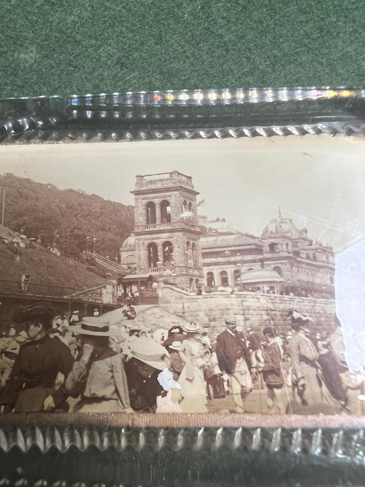 Victorian souvenir paperweight. Photographic Scarborough scene.