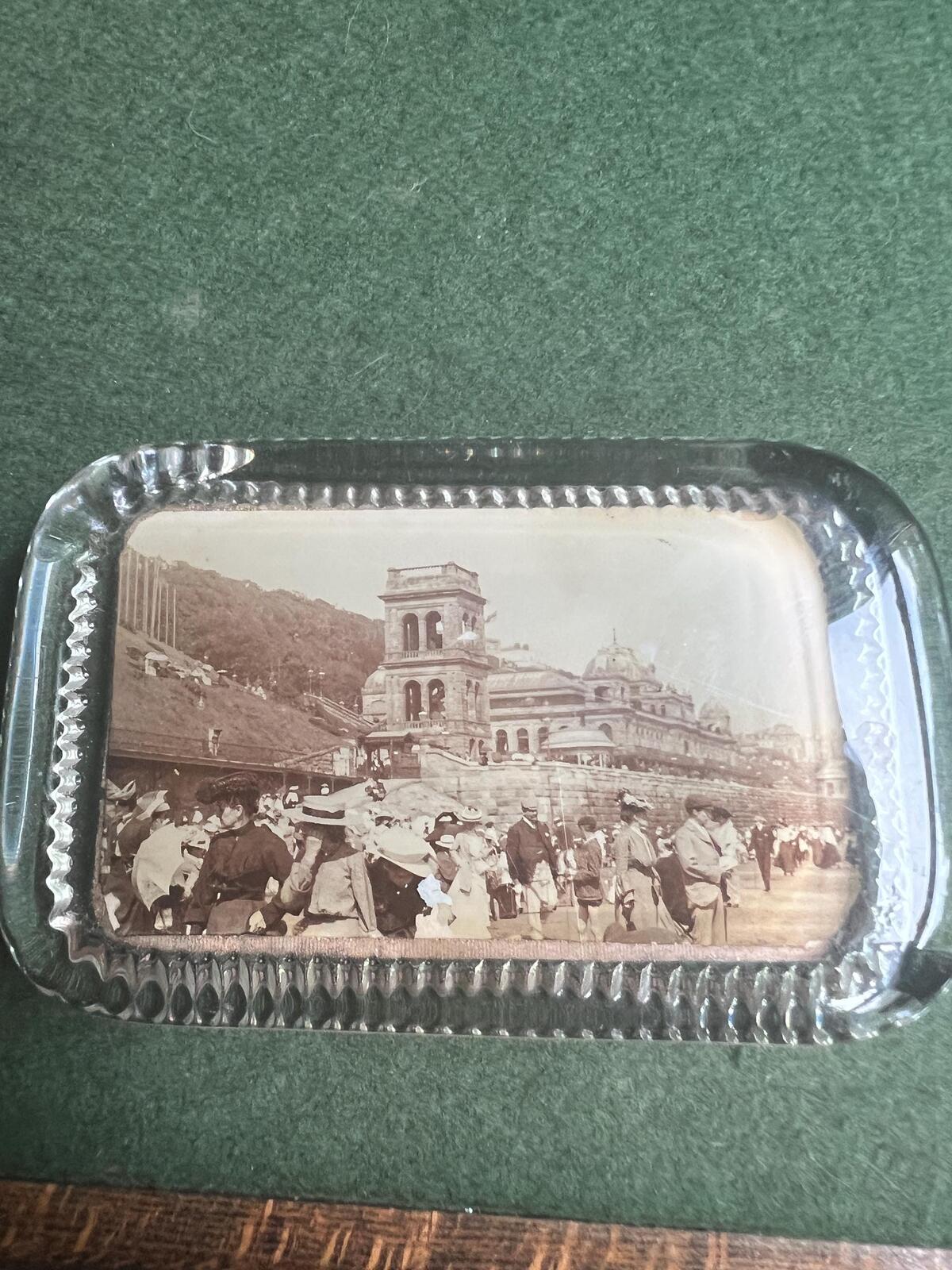 Victorian souvenir paperweight. Photographic Scarborough scene.