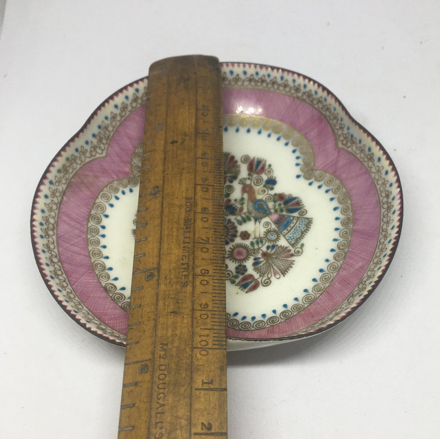 Vintage trefoil enamelled trinket pin dish. Signed Handmade in Austria 2/10.