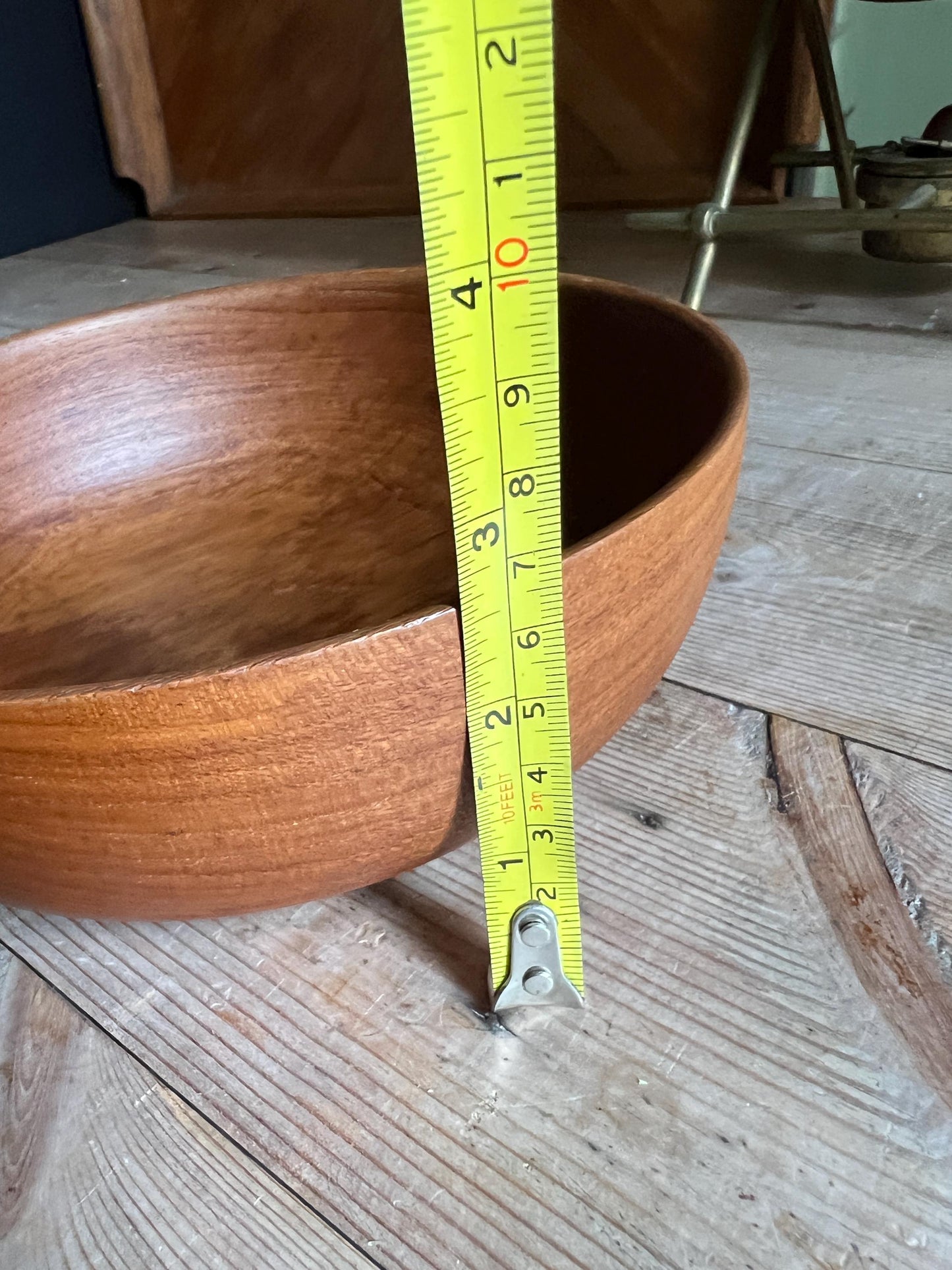 Hand crafted Teak wood trinket key bowl. Original sticker. Burma Teak Kasinga woodcraft Pitlochry.