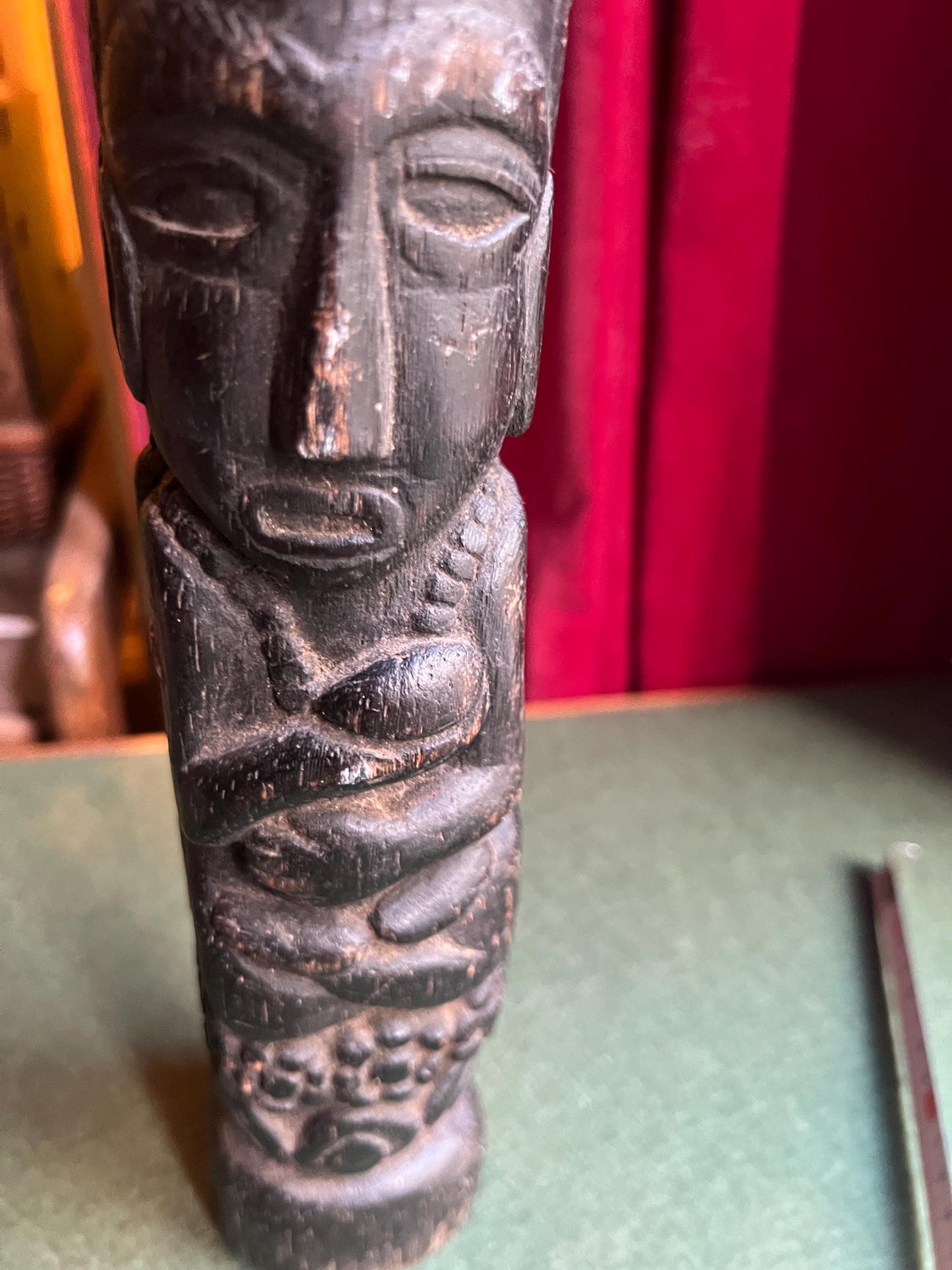 Vintage Makonde Tree of Life Sculpture. Hand-carved Wooden Statue.