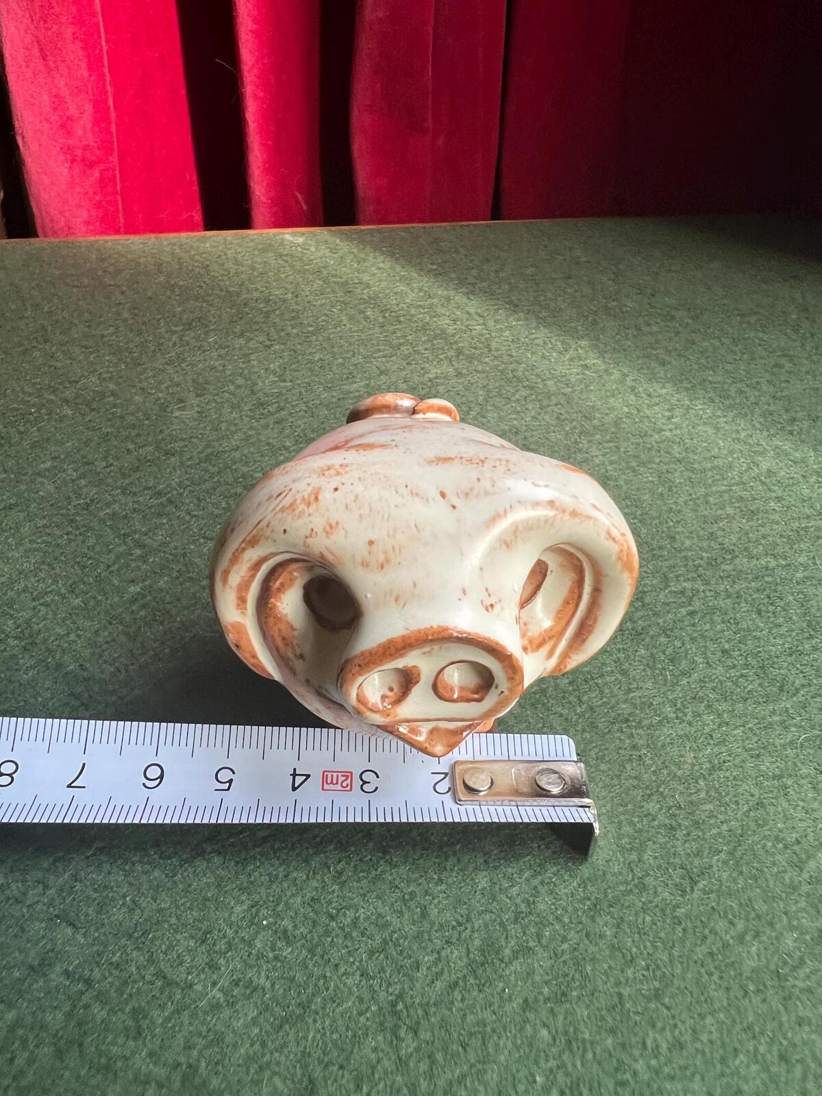 Hand made studio pottery pig figurine. Quirky chunky piglet ornament.