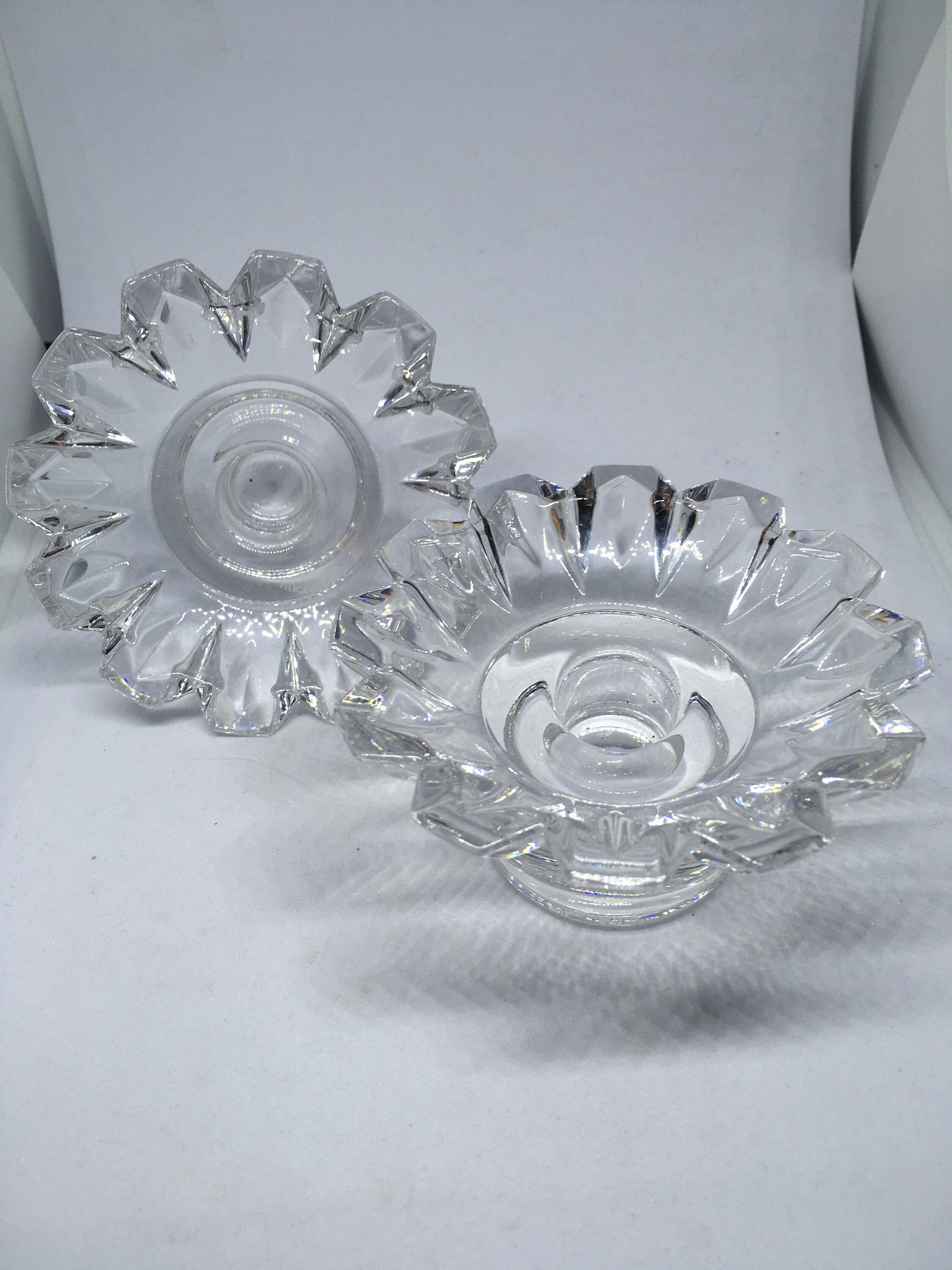 Beautiful pair of Villeroy and Boch candlesticks votives. Crystal clear glass.