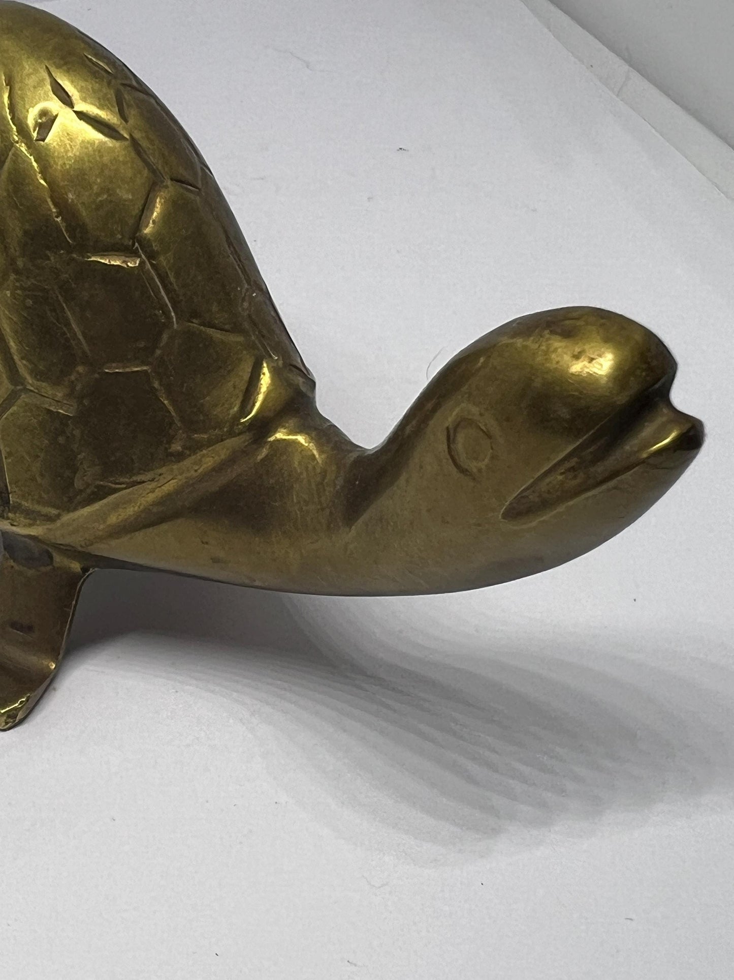 Vintage brass tortoise paperweight. Mid century quirky tortoise figurine.