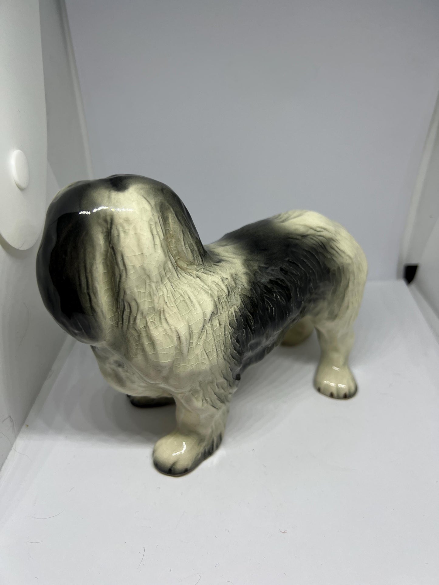 Vintage Old English Sheepdog Figurine. Stamped Melba Ware Made in England.