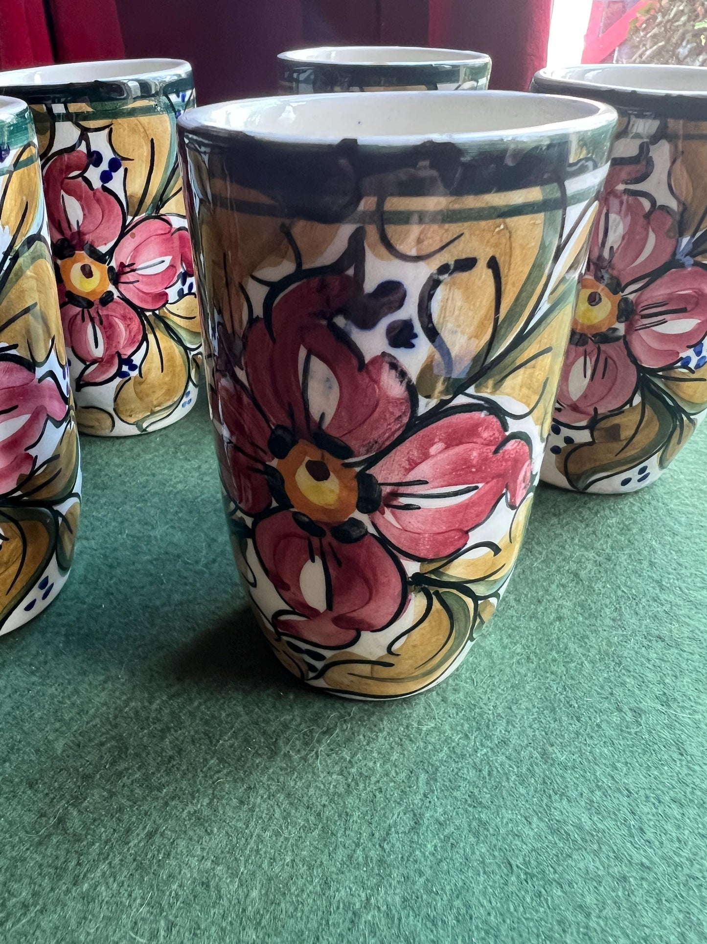 Set 5 ceramic studio pottery tumblers.