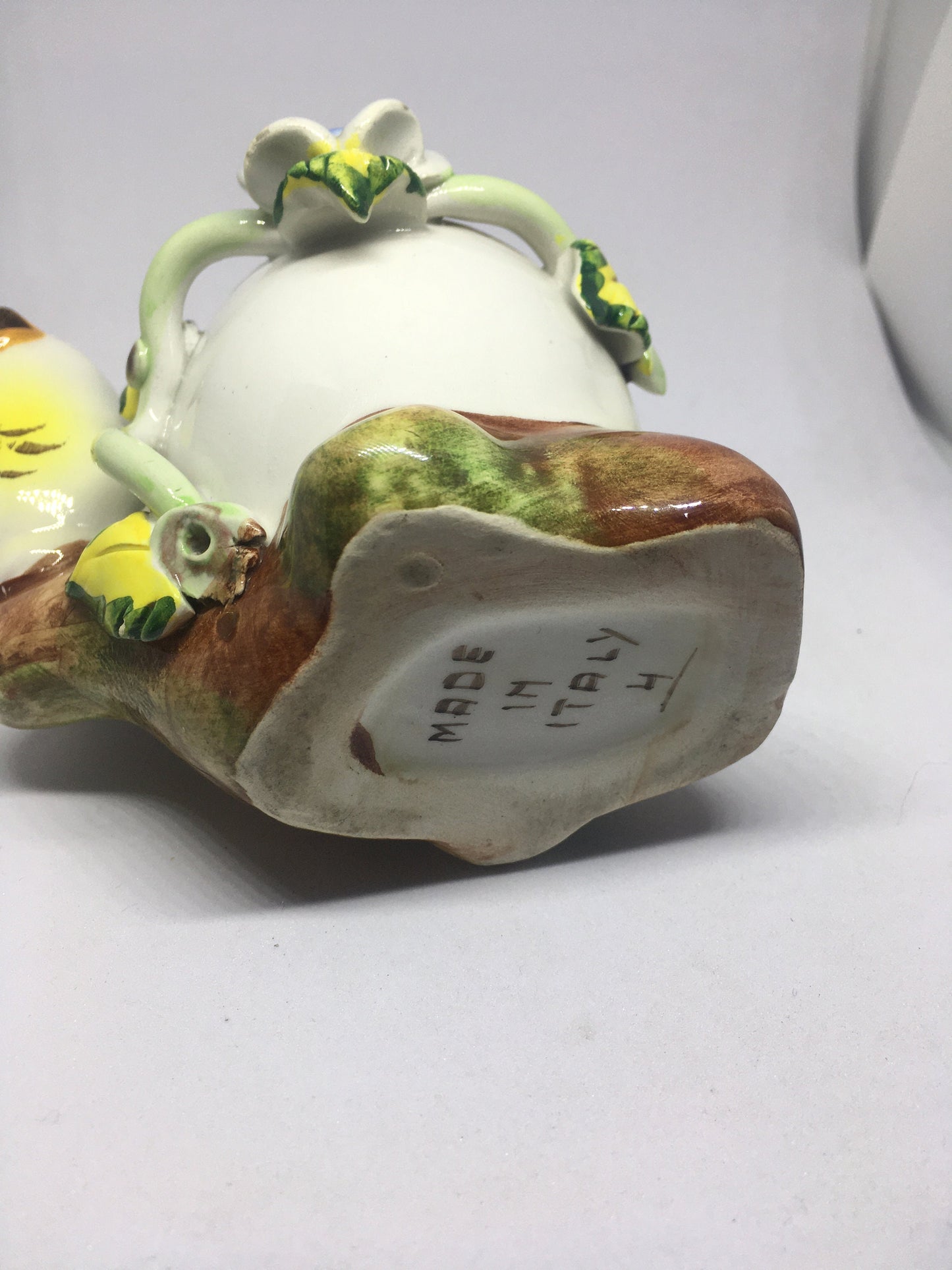 Kitsch Egg cup. Vintage unusual quirky ceramic chick and egg plant pot. Made in Italy. Cactus succulent planter.