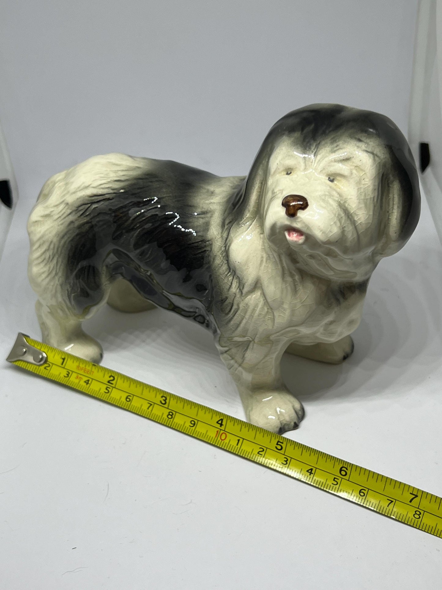 Vintage Old English Sheepdog Figurine. Stamped Melba Ware Made in England.