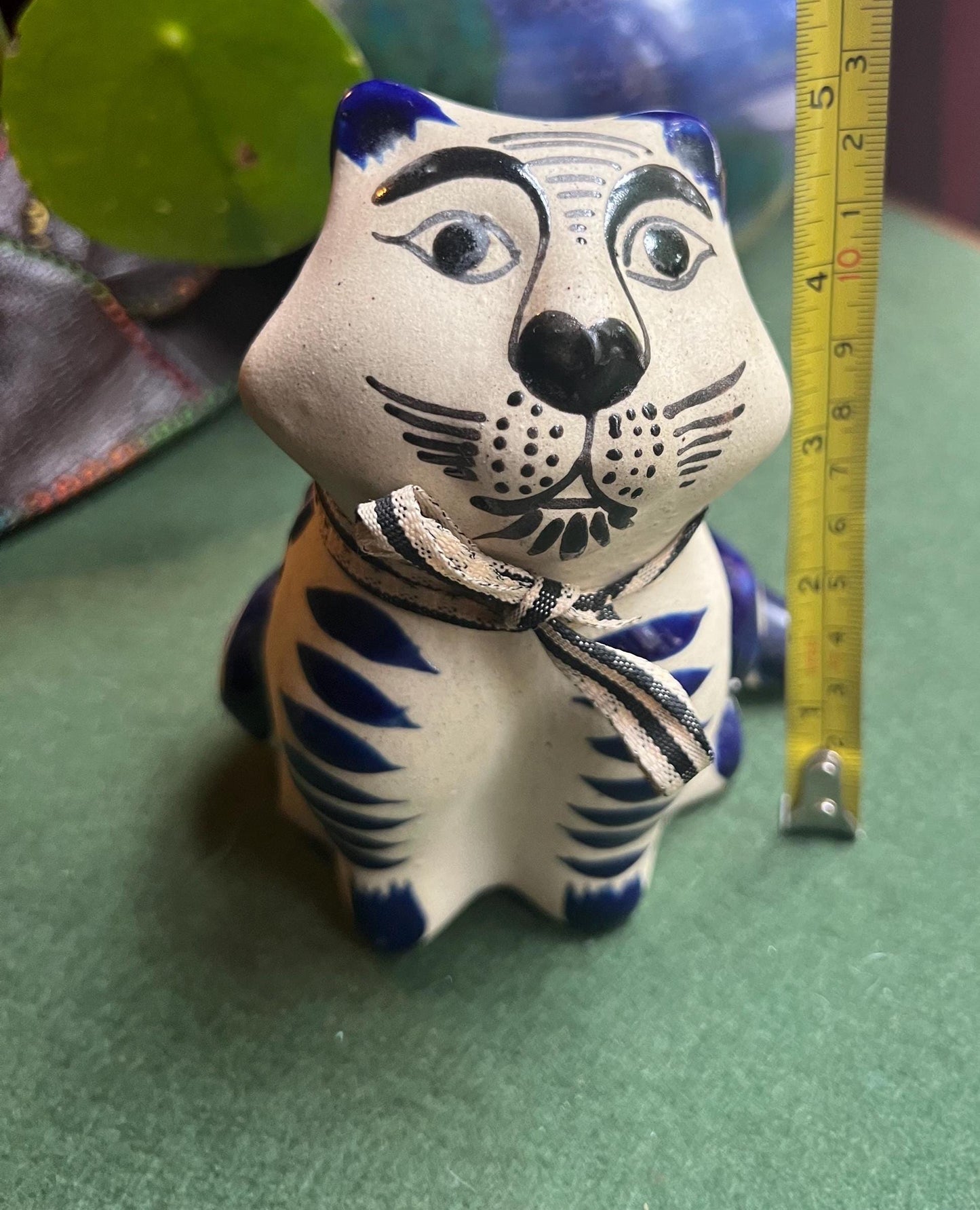 Mexican Tonala cat figurine Marked Mexico.