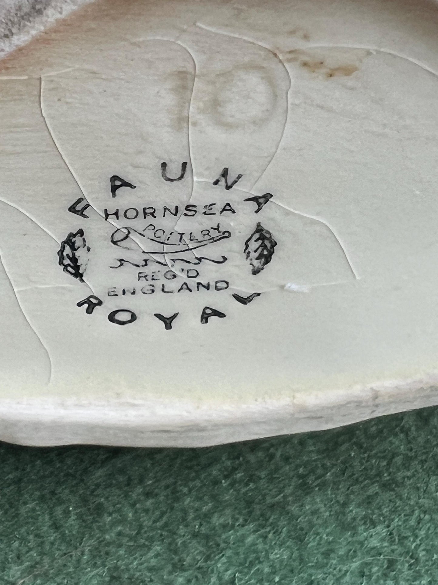 Posy vase planter. Baby deer by a log. Stamped Hornsea Fauna Royal.