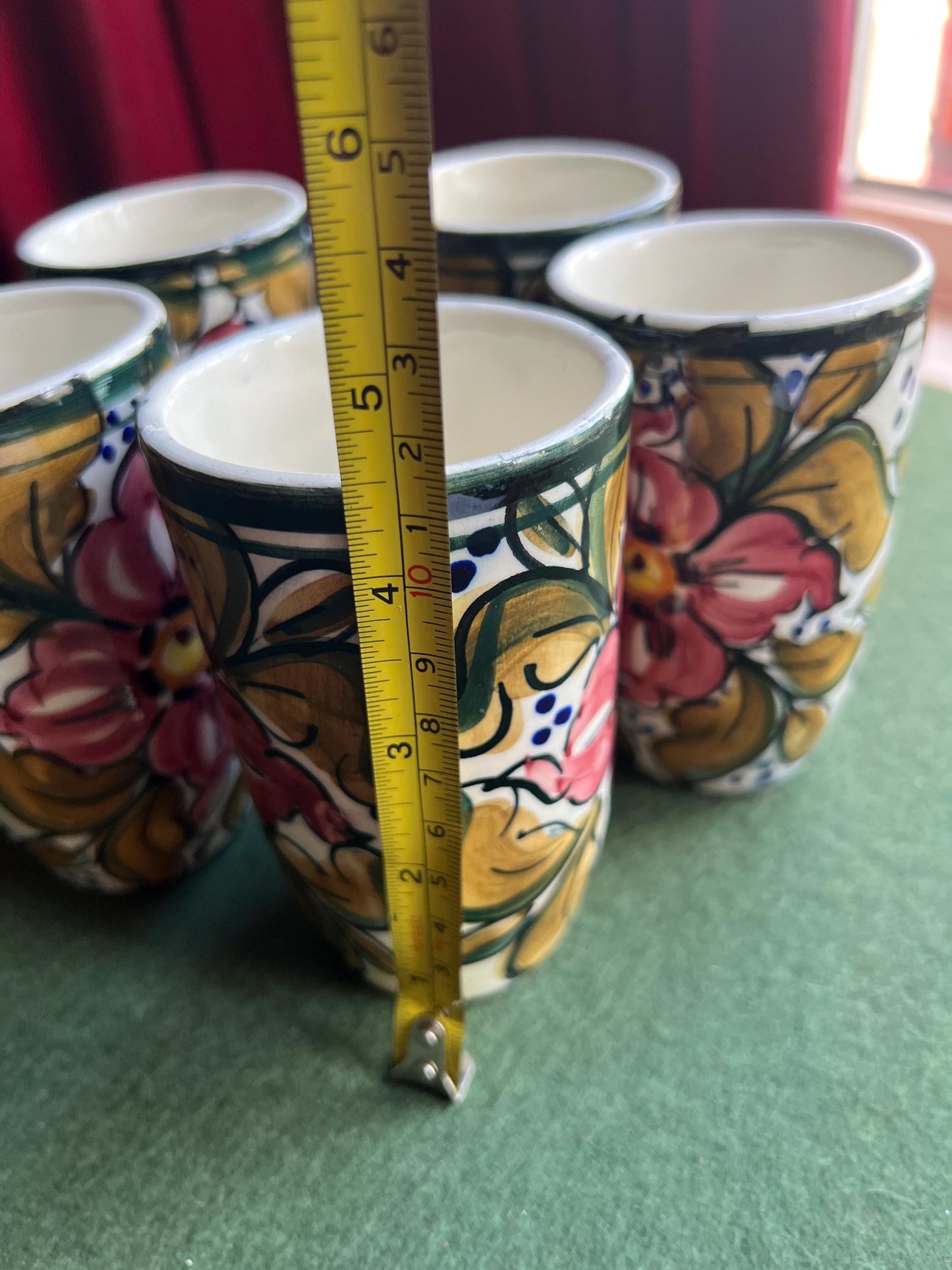 Set 5 ceramic studio pottery tumblers.
