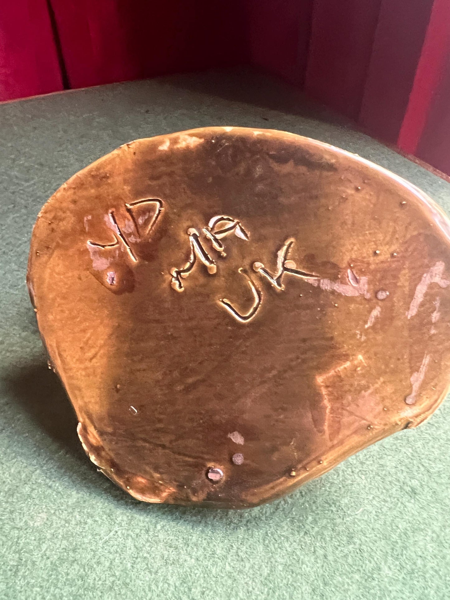 Studio pottery toadstools and hedgehogs figurine. Signed by artist YD MA UK. Yare Designs Norfolk.