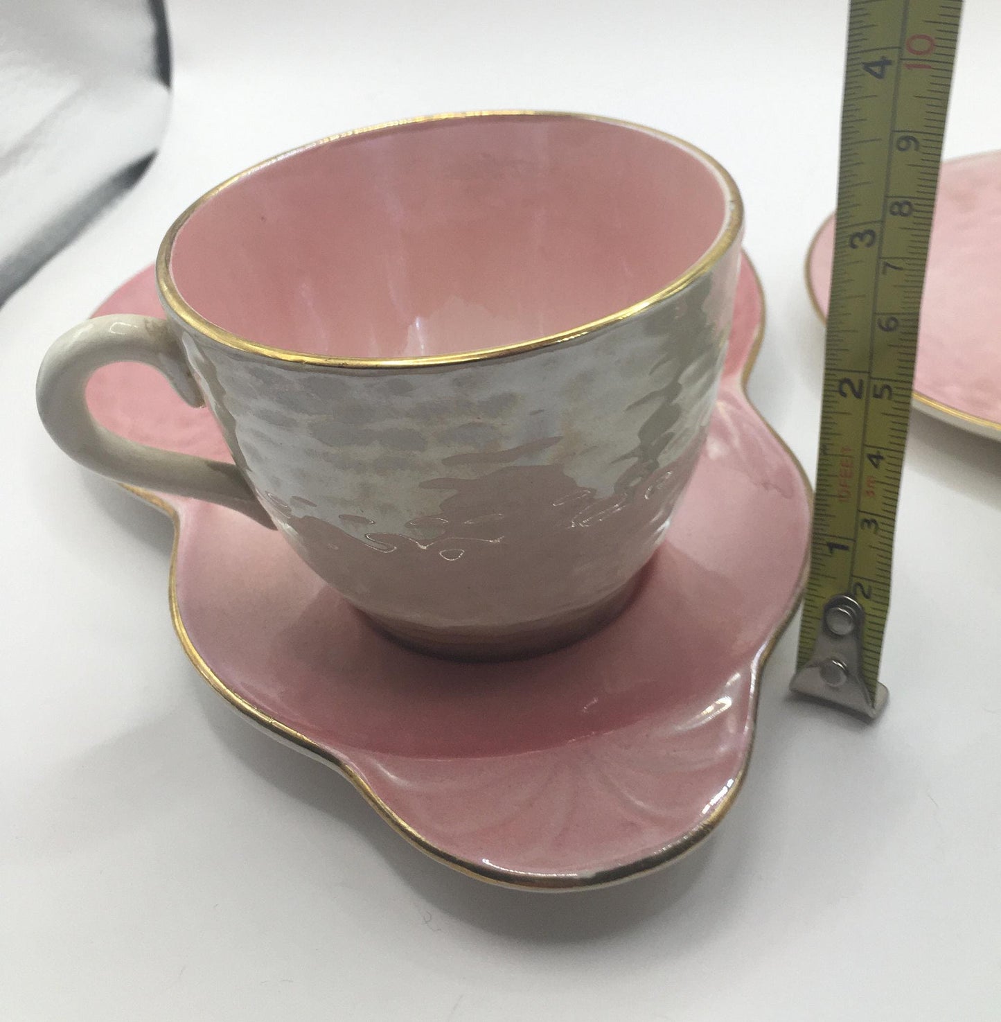 Pink Lustre Maling ware Teacup and sandwich plate. 2 available.