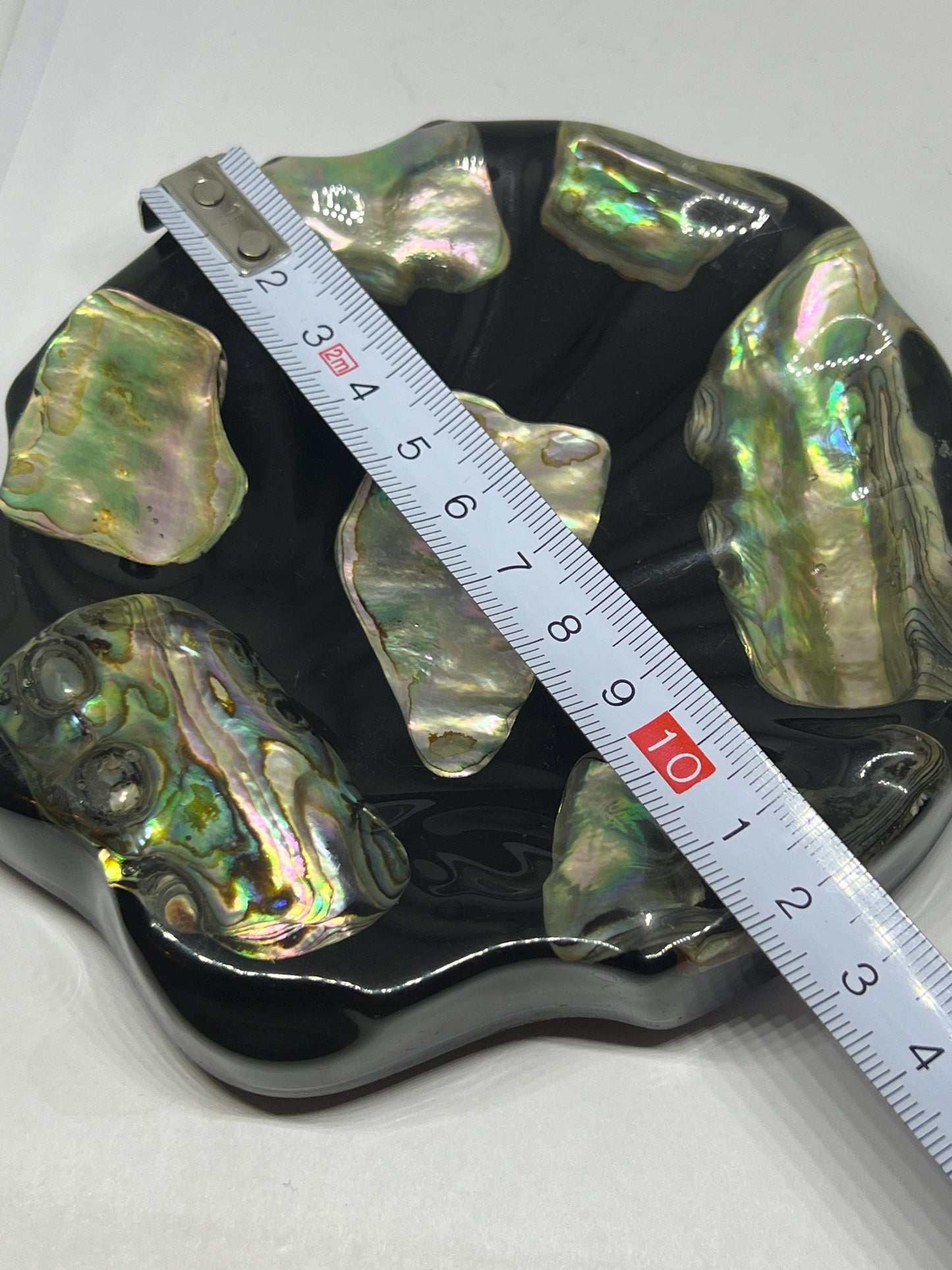 Vintage Abalone shell and Lucite soap dish. Marine Opal Original sticker.