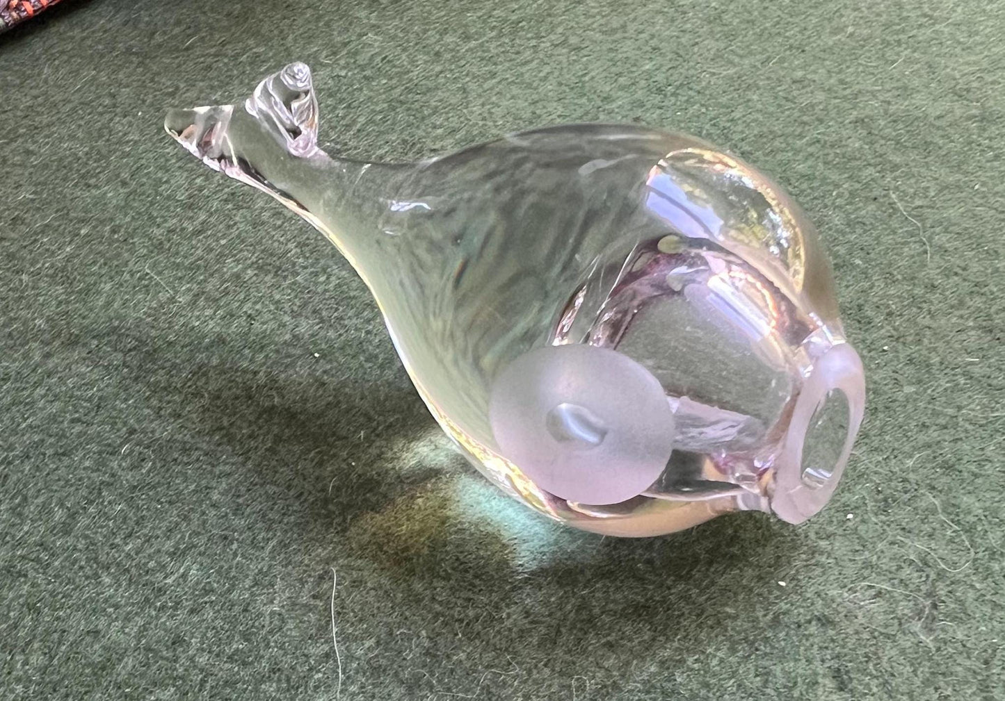 Hadeland Norway Whale Puffer fish Clear Lead Crystal paperweight figurine.
