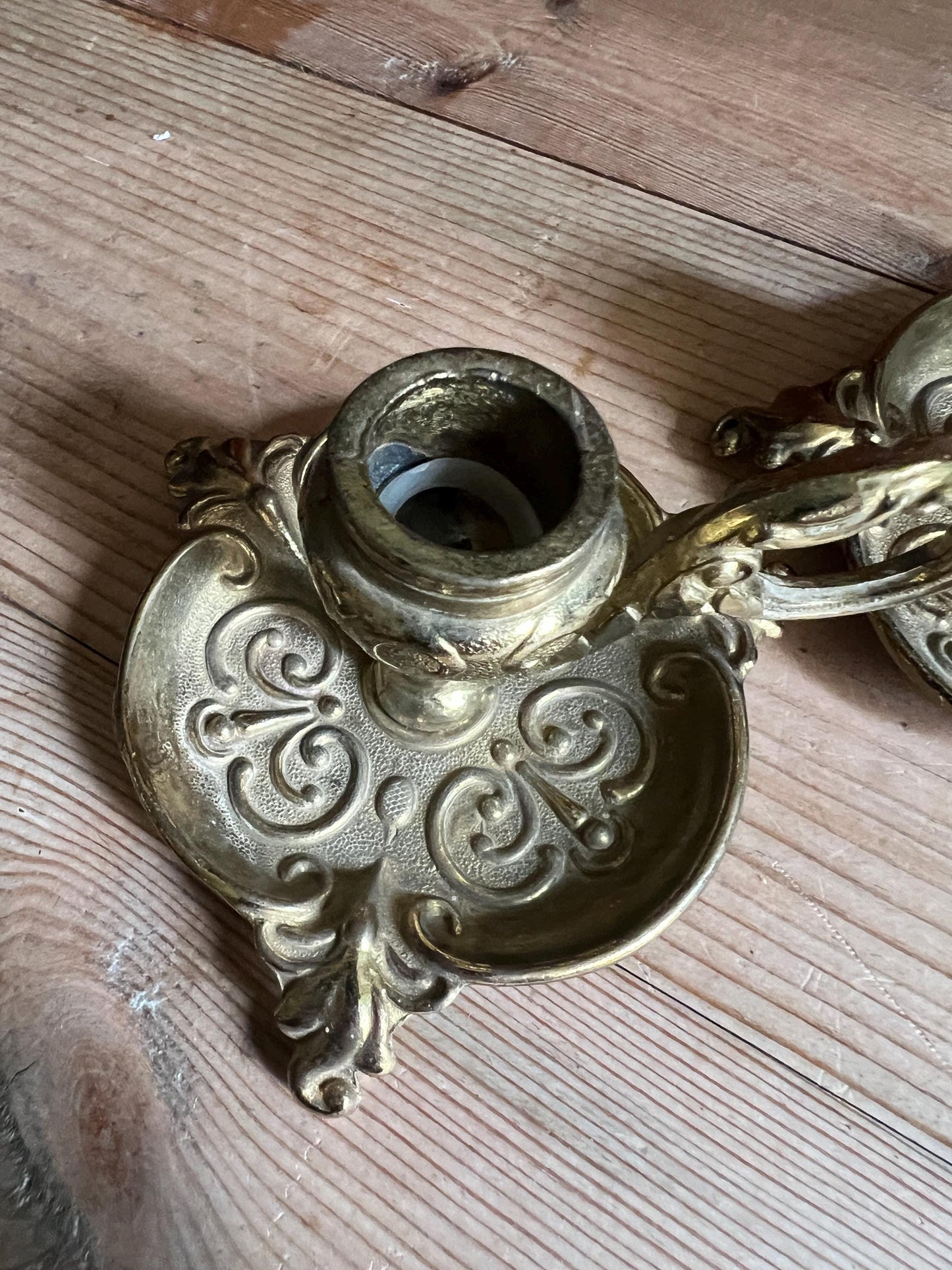 Pair of vintage brass art deco candle sticks.