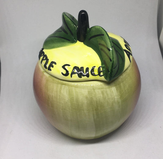 Vintage Apple Sauce lidded Pot Ceramic Jar. Toni Raymond Pottery.