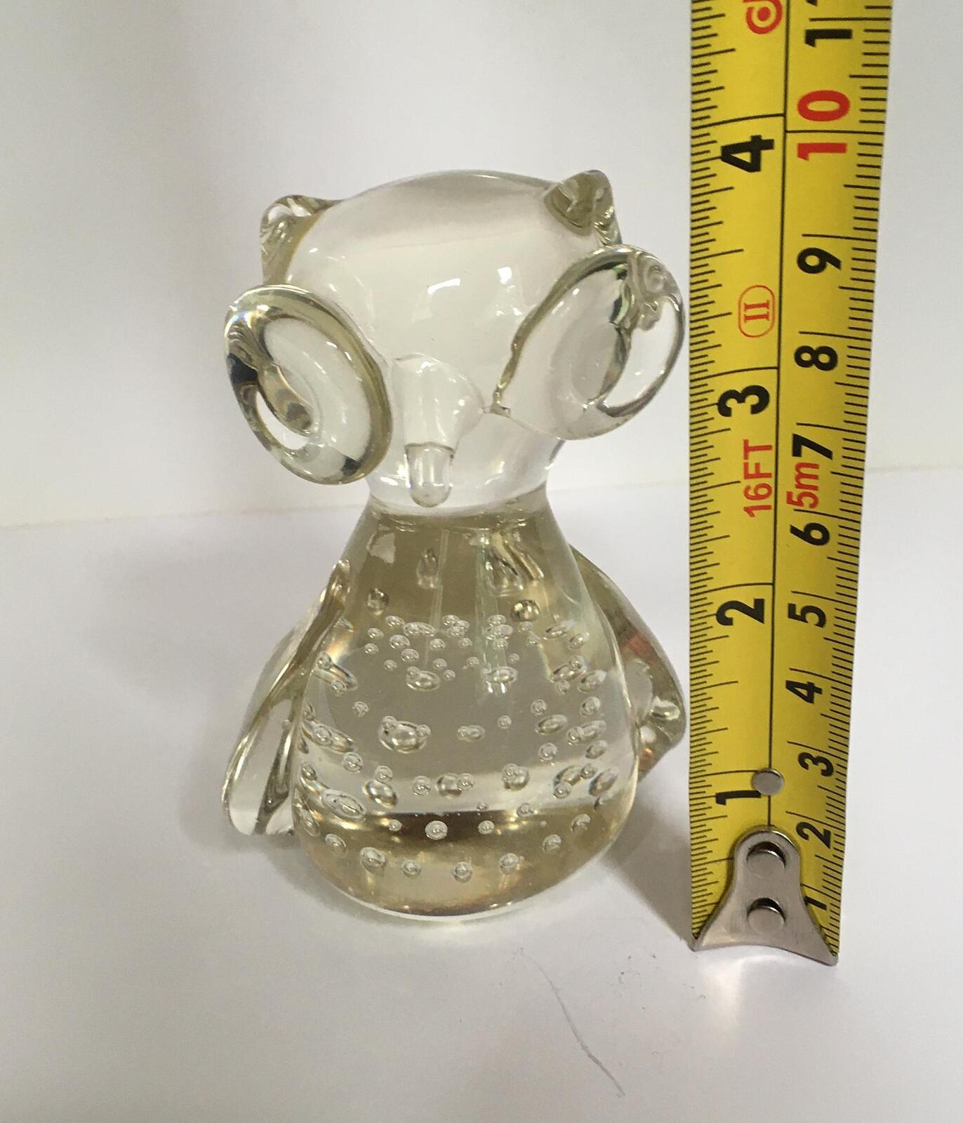Quirky Blown glass big eyed owl figurine paperweight.