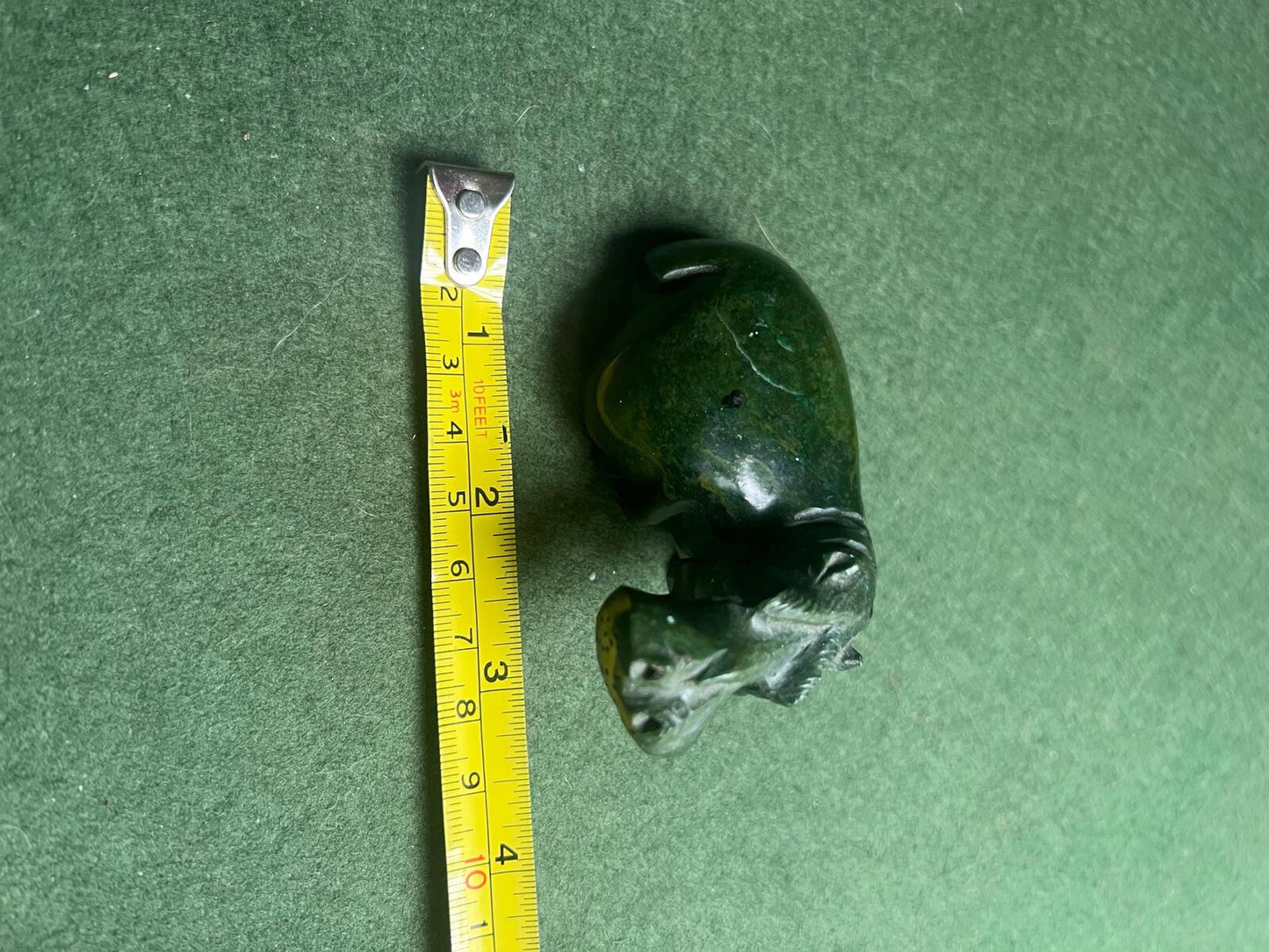 Vintage Verdite hippo sculpture. Hand carved Zimbabwean stone hippopotamus. Animal lover gift.