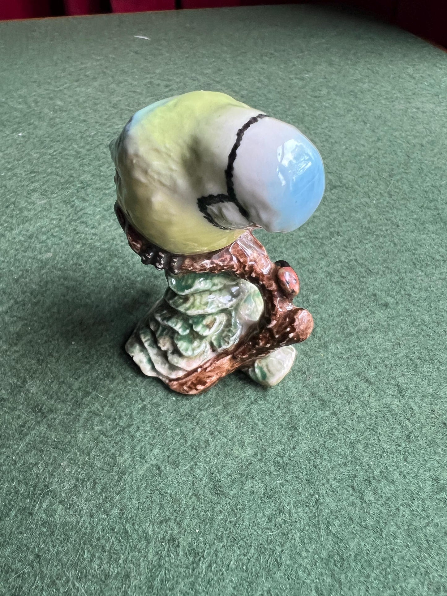 Blue Tit on a branch with ladybird Stamped Blue Tit Beswick 992 Made in England Arthur Gredington Design.