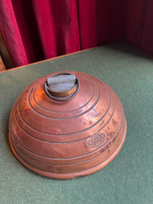 Antique copper bed warmer with screw top. Stamped Trade Mark Wafax.