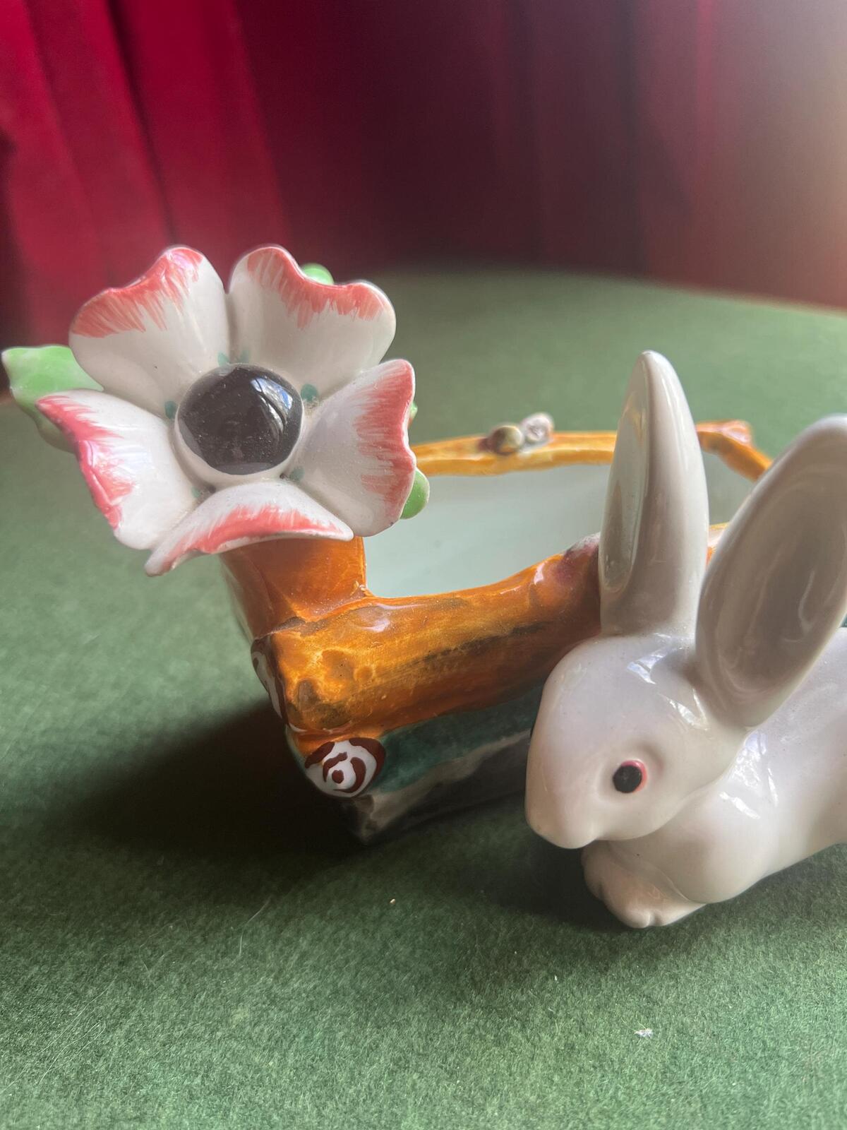 Vintage Italian ceramic bunny plant pot. Signed Tarcisio Tosin Vicenza bunny planter. 1950s retro kitsch cactus succulent pot.