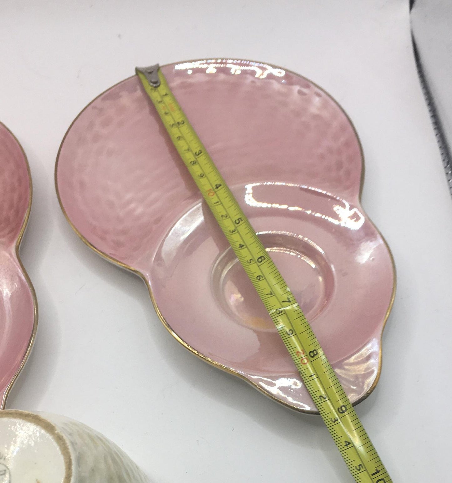 Pink Lustre Maling ware Teacup and sandwich plate. 2 available.