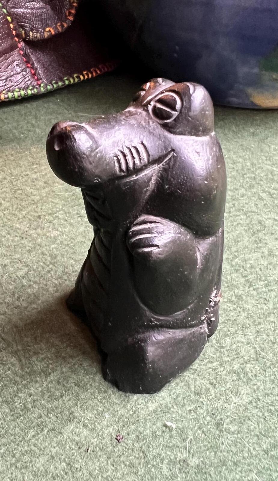 Cute crocodile figurine. Welsh coal art ornament.