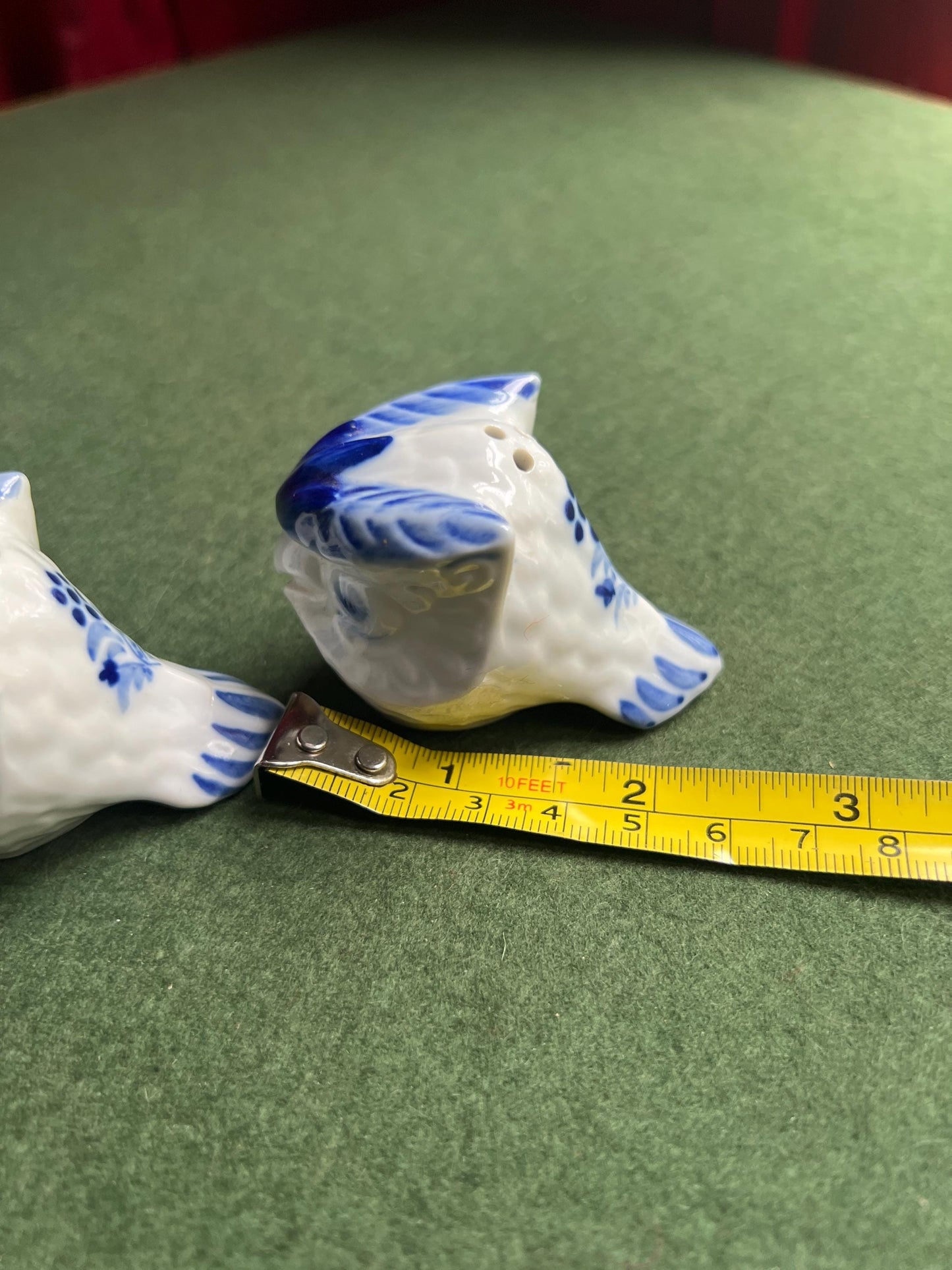 Long eared owl delft blue white salt pepper shakers.
