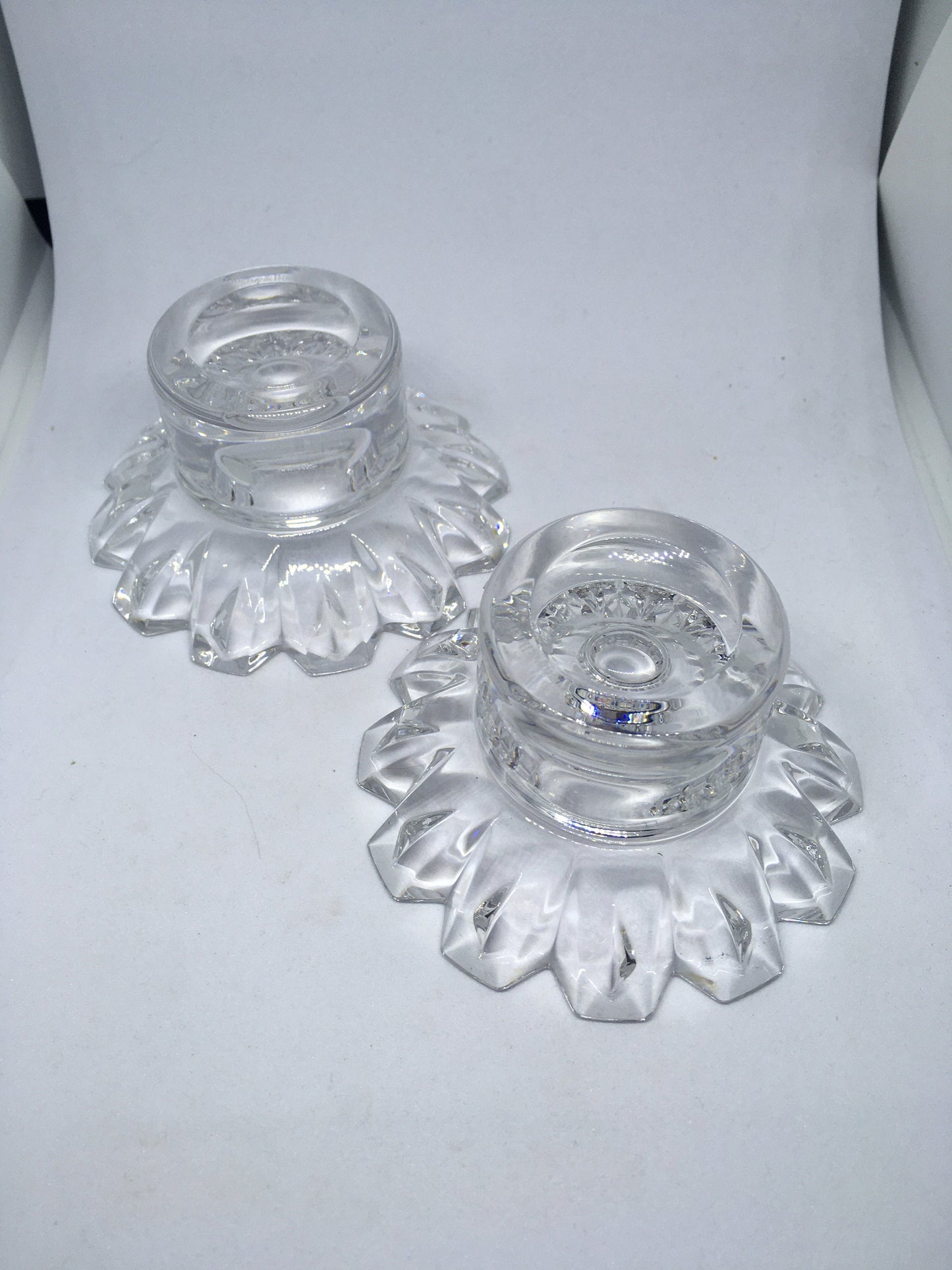 Beautiful pair of Villeroy and Boch candlesticks votives. Crystal clear glass.